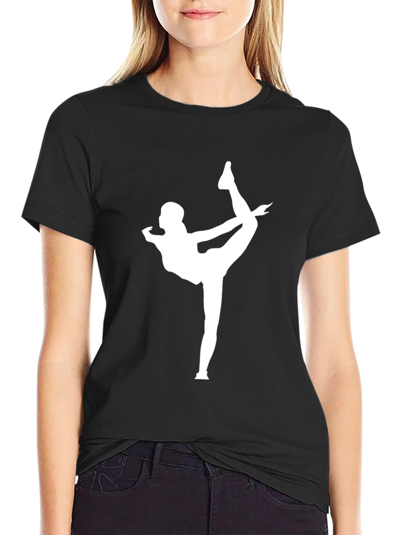 Yoga Pose Graphic Tee - Black Cotton