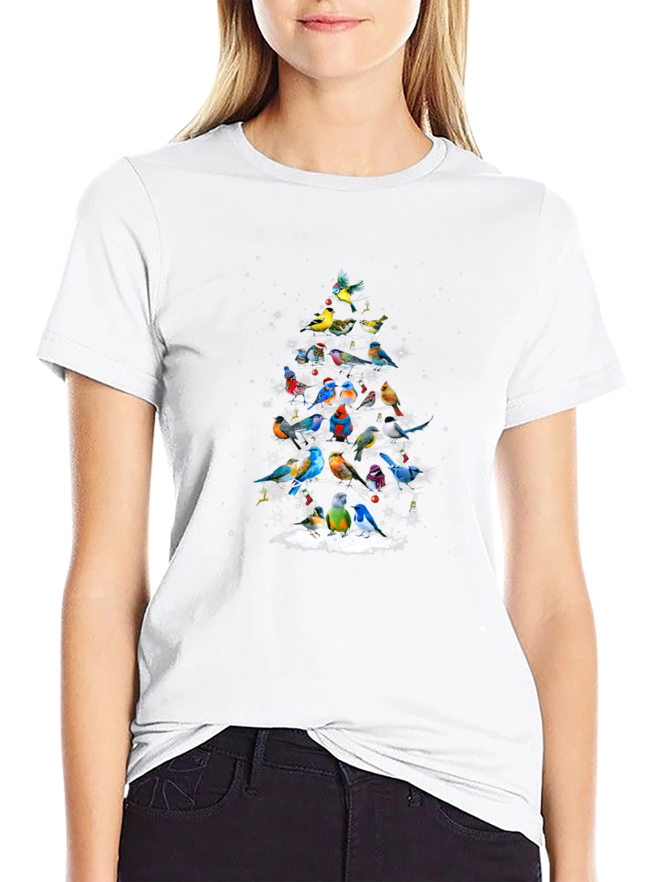 Festive Bird Christmas Tree T-Shirt