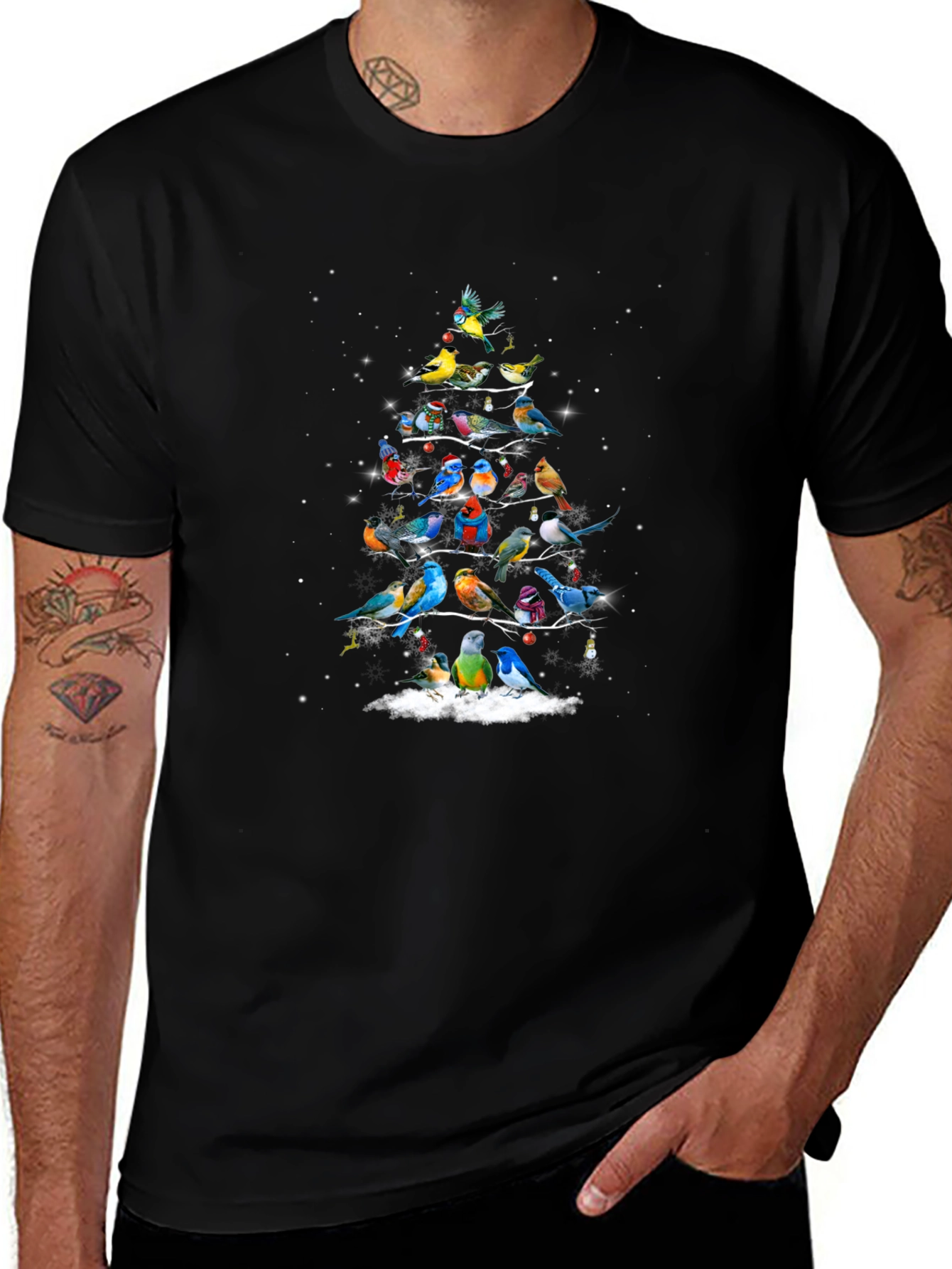Festive Bird Christmas Tree T-Shirt