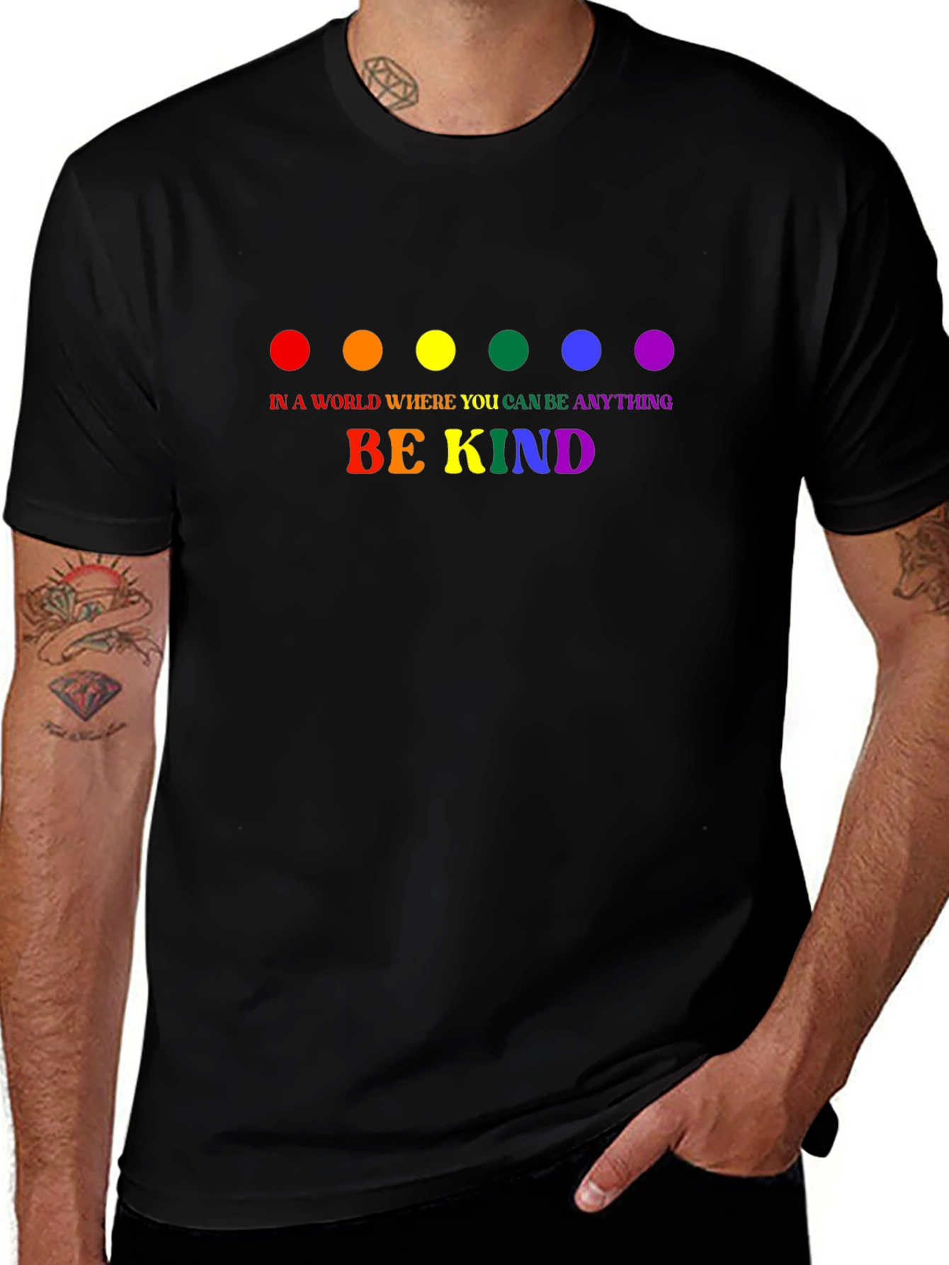 Be Kind Rainbow Graphic Tee - Black