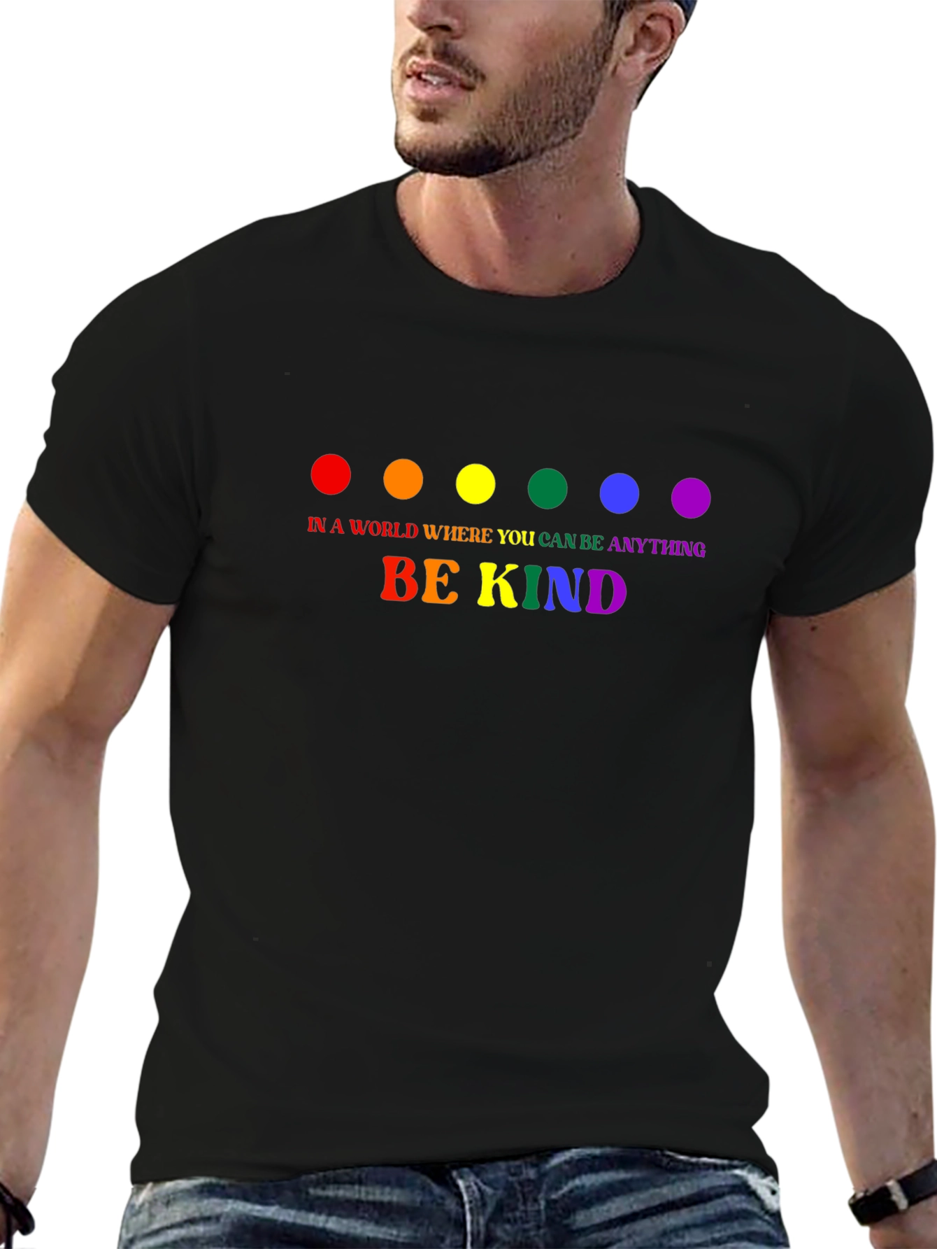Be Kind Rainbow Graphic Tee - Black