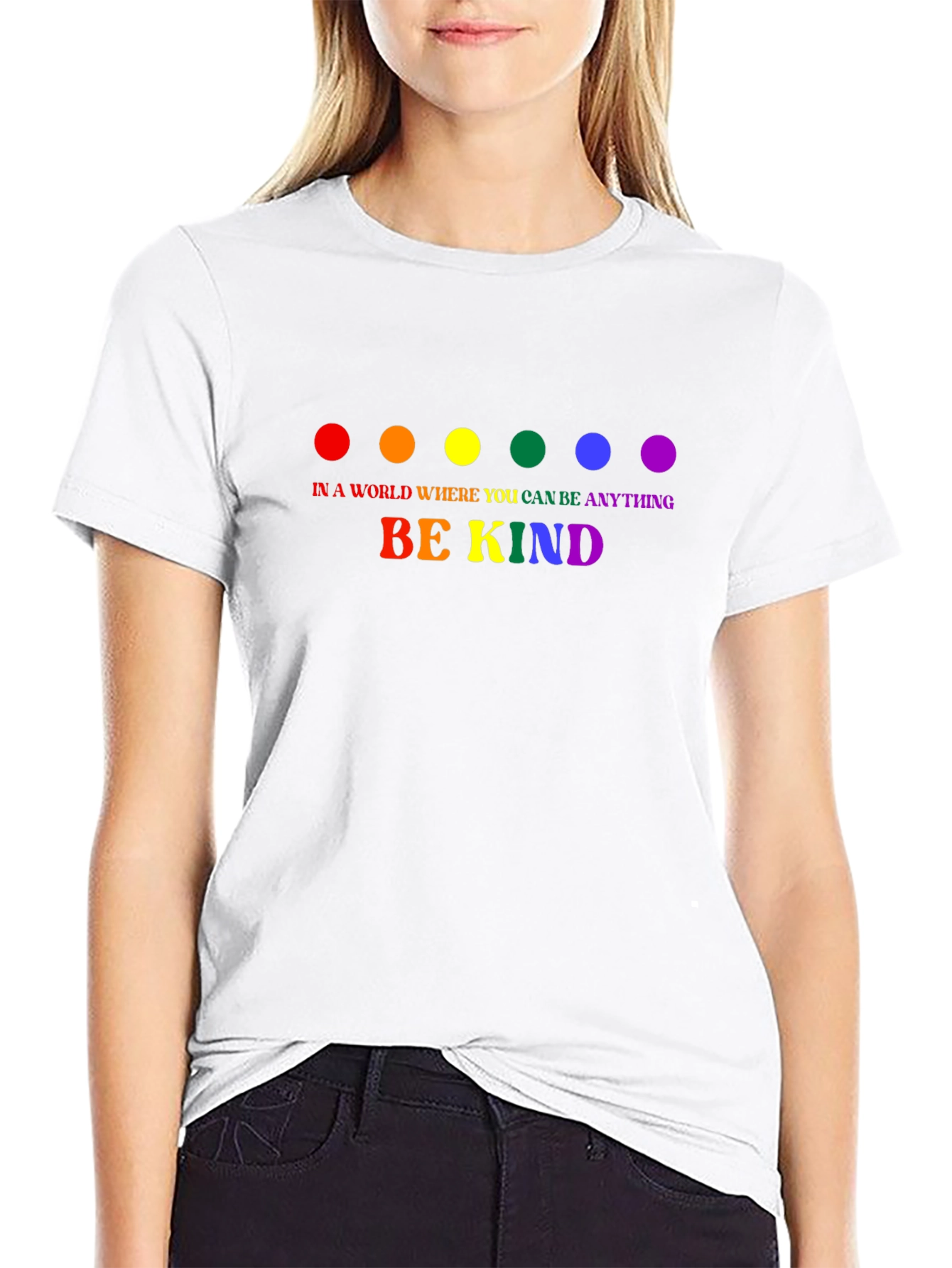 Be Kind Rainbow Graphic Tee - Black