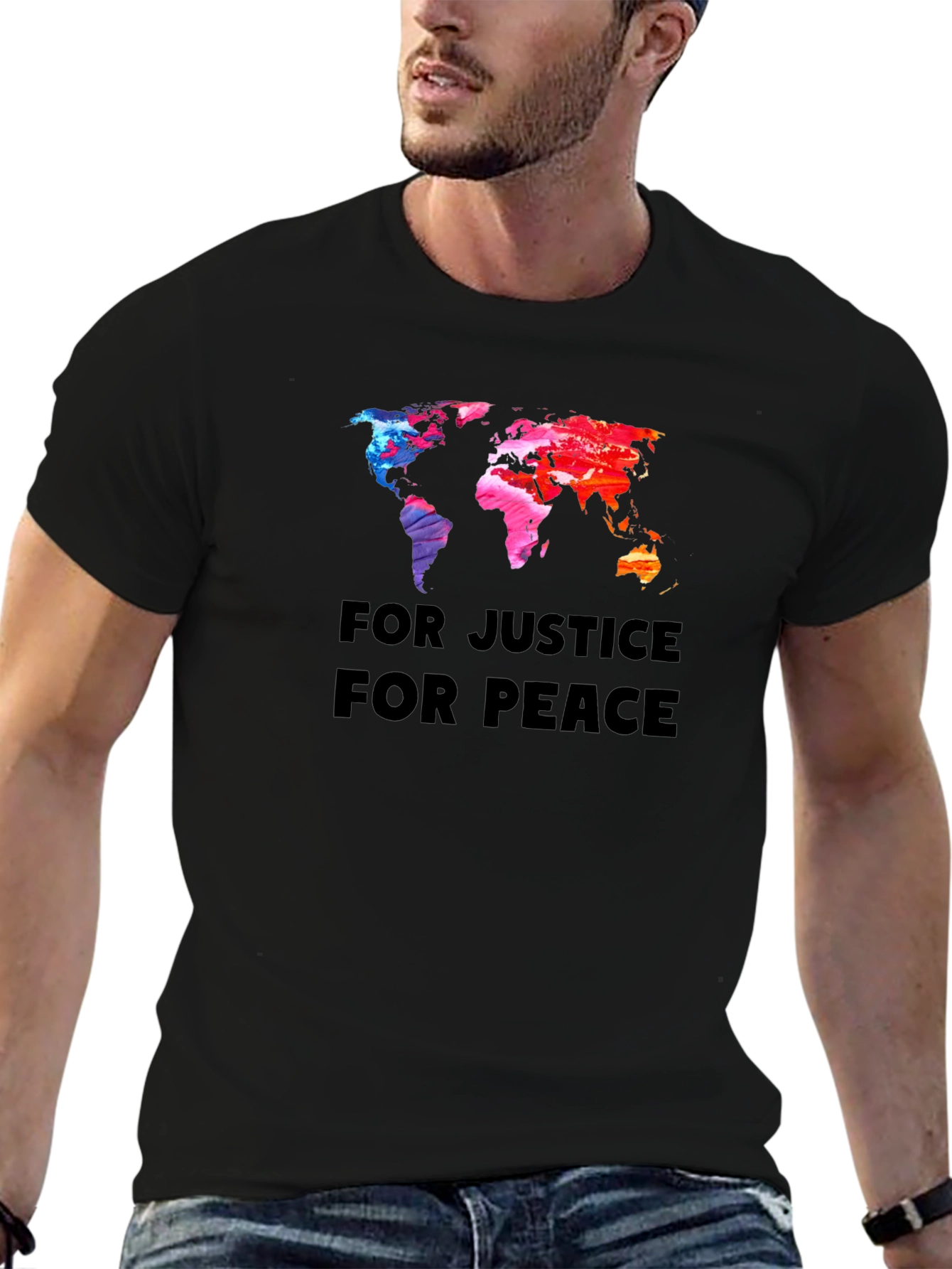 Justice & Peace World Map Graphic T-Shirt