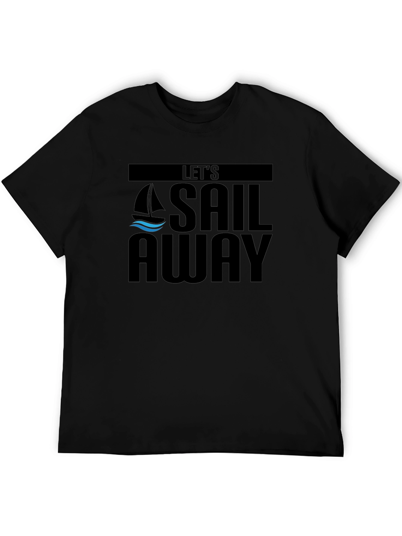 Lets Sail Away Graphic Tee - Black Cotton T-Shirt