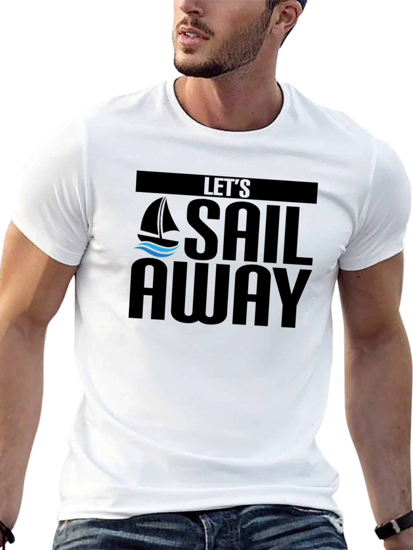 Lets Sail Away Graphic Tee - Black Cotton T-Shirt