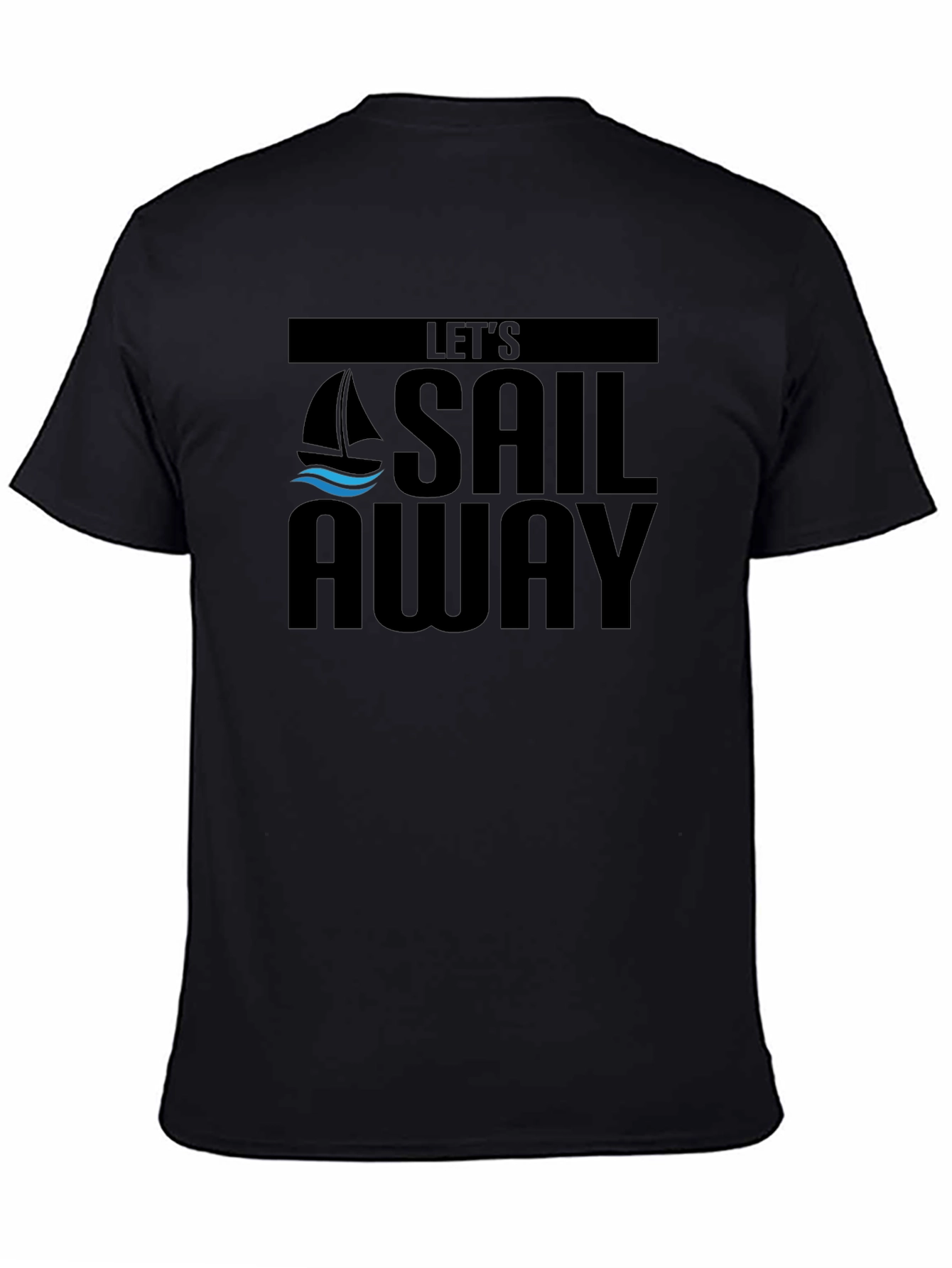 Lets Sail Away Graphic Tee - Black Cotton T-Shirt