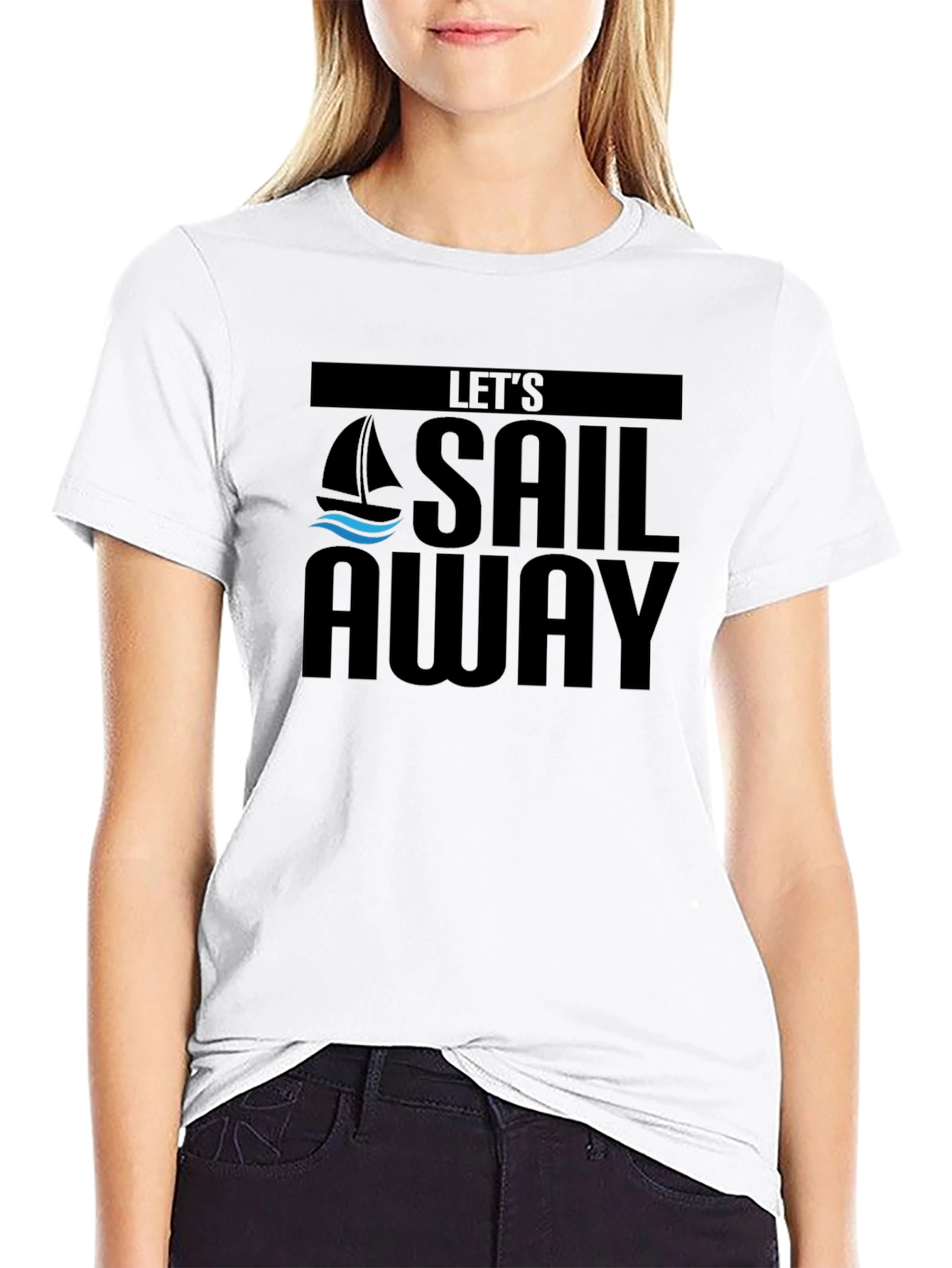 Lets Sail Away Graphic Tee - Black Cotton T-Shirt
