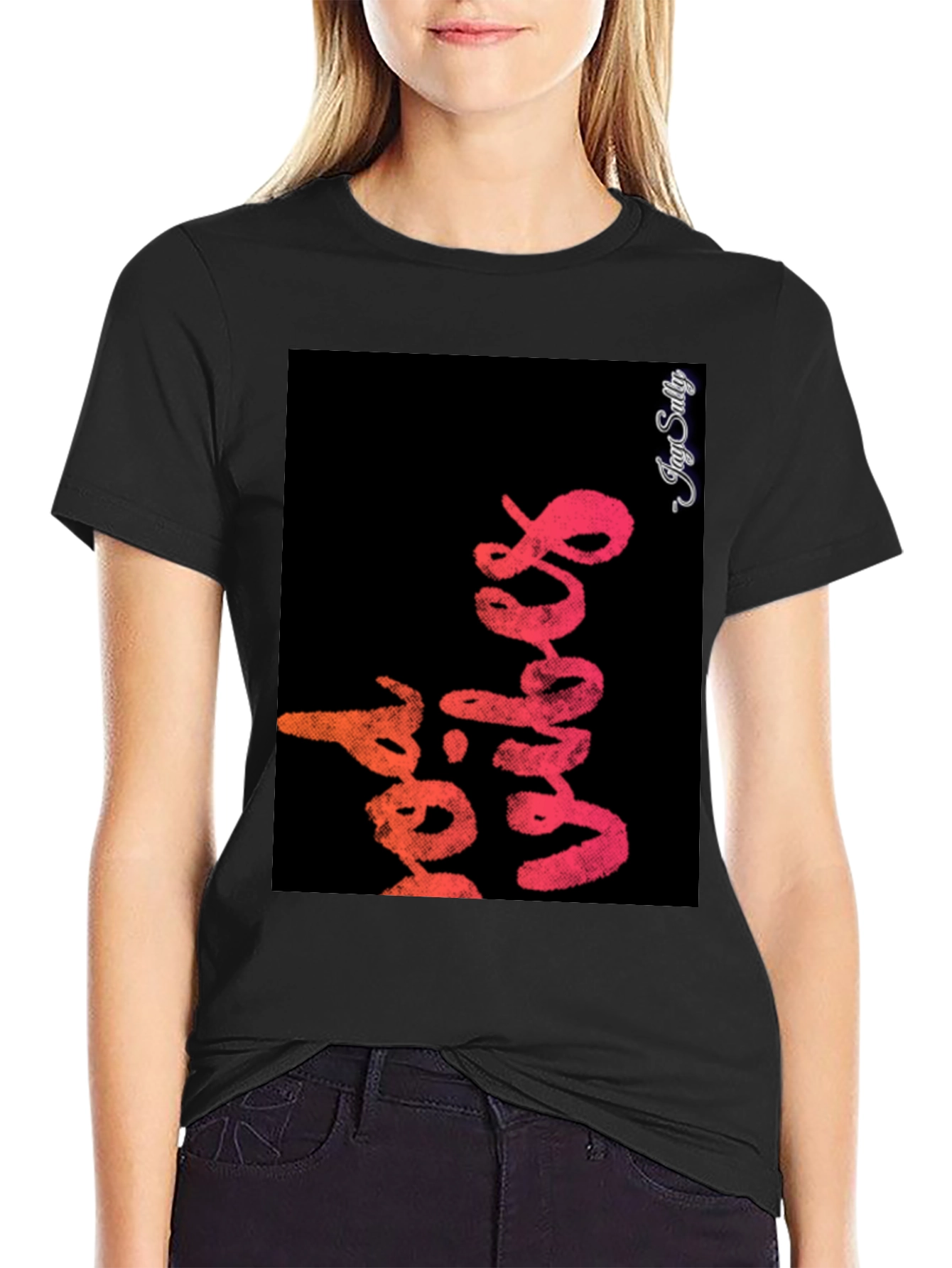 Red Vibes Graphic Tee - Stylish Black T-Shirt