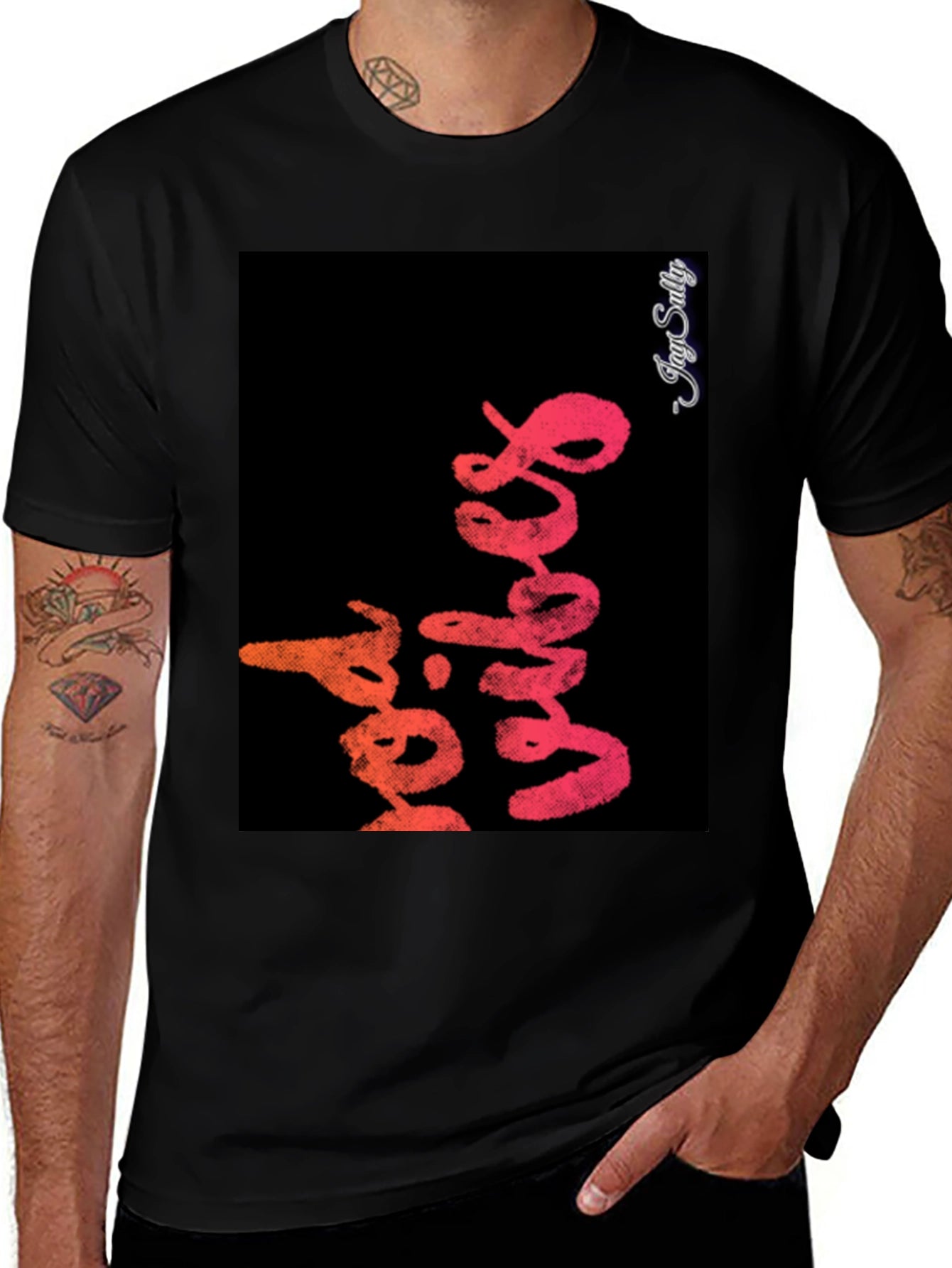 Red Vibes Graphic Tee - Stylish Black T-Shirt