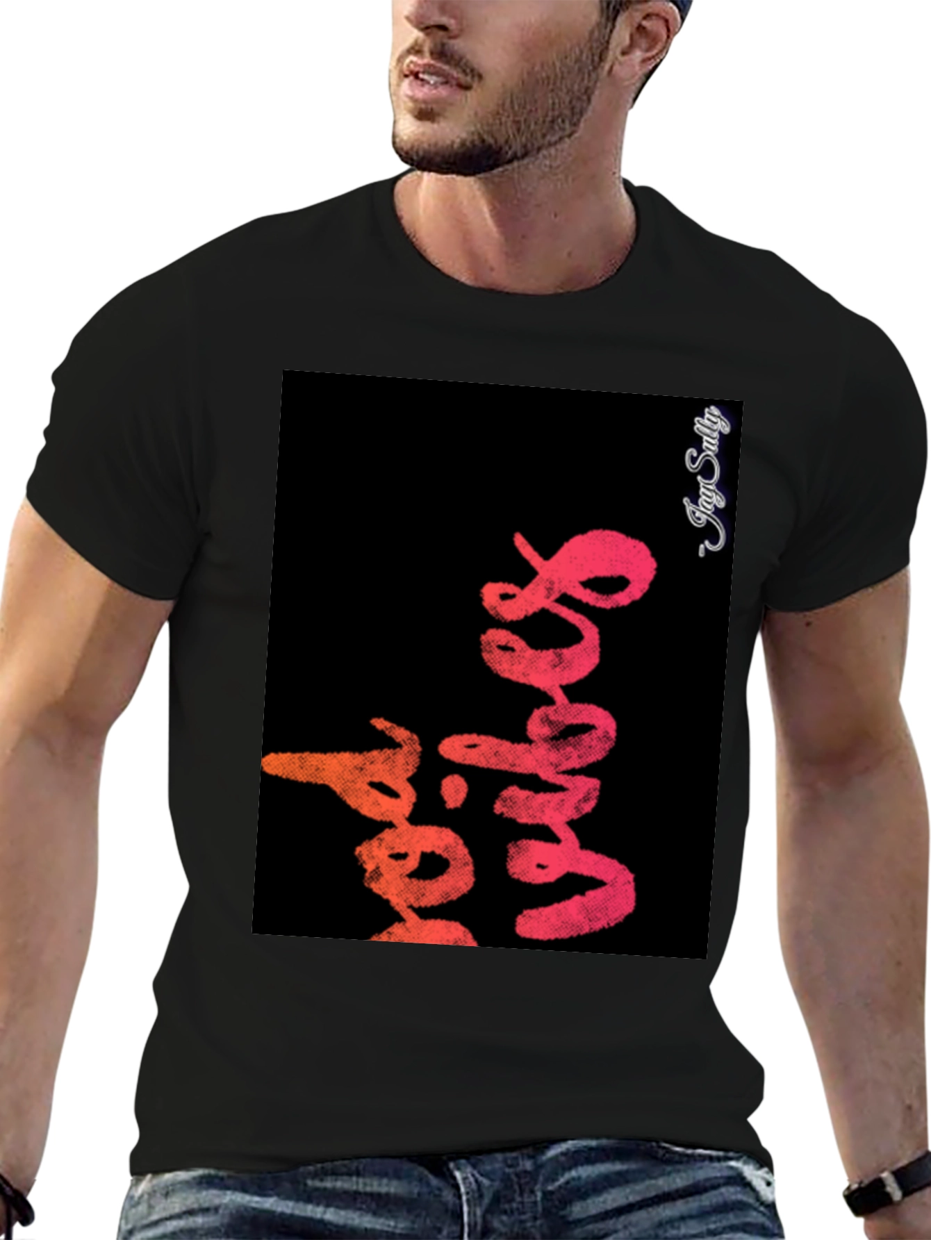 Red Vibes Graphic Tee - Stylish Black T-Shirt