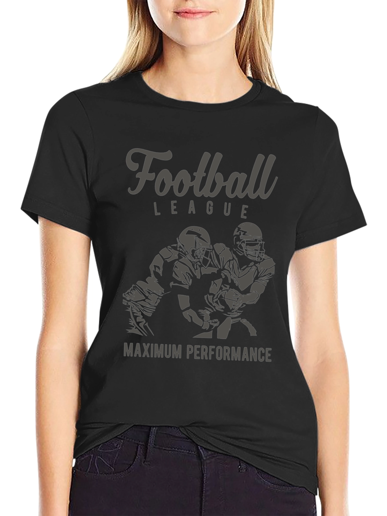 Football League Tee: Maximum Performance Black T-Shirt