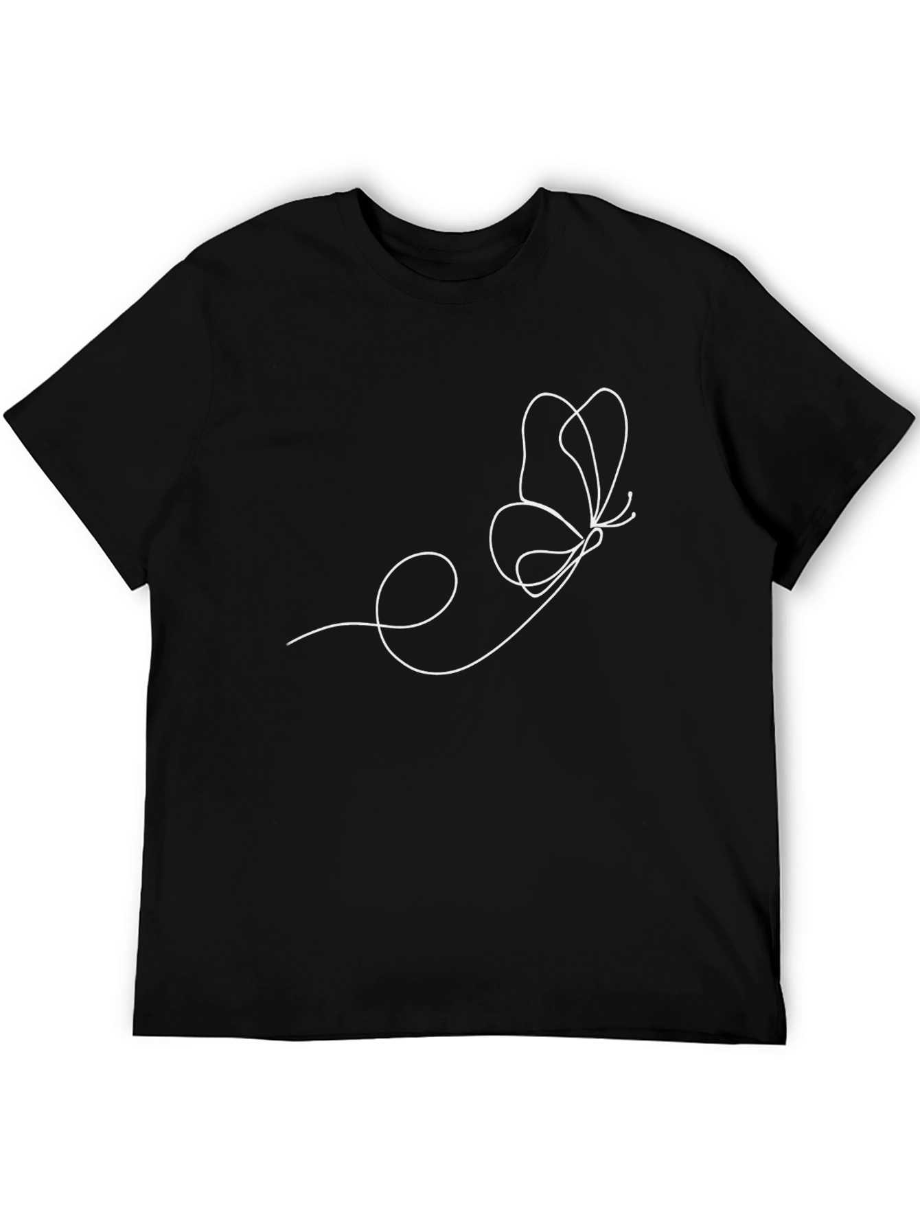 Butterfly Line Art Black T-Shirt