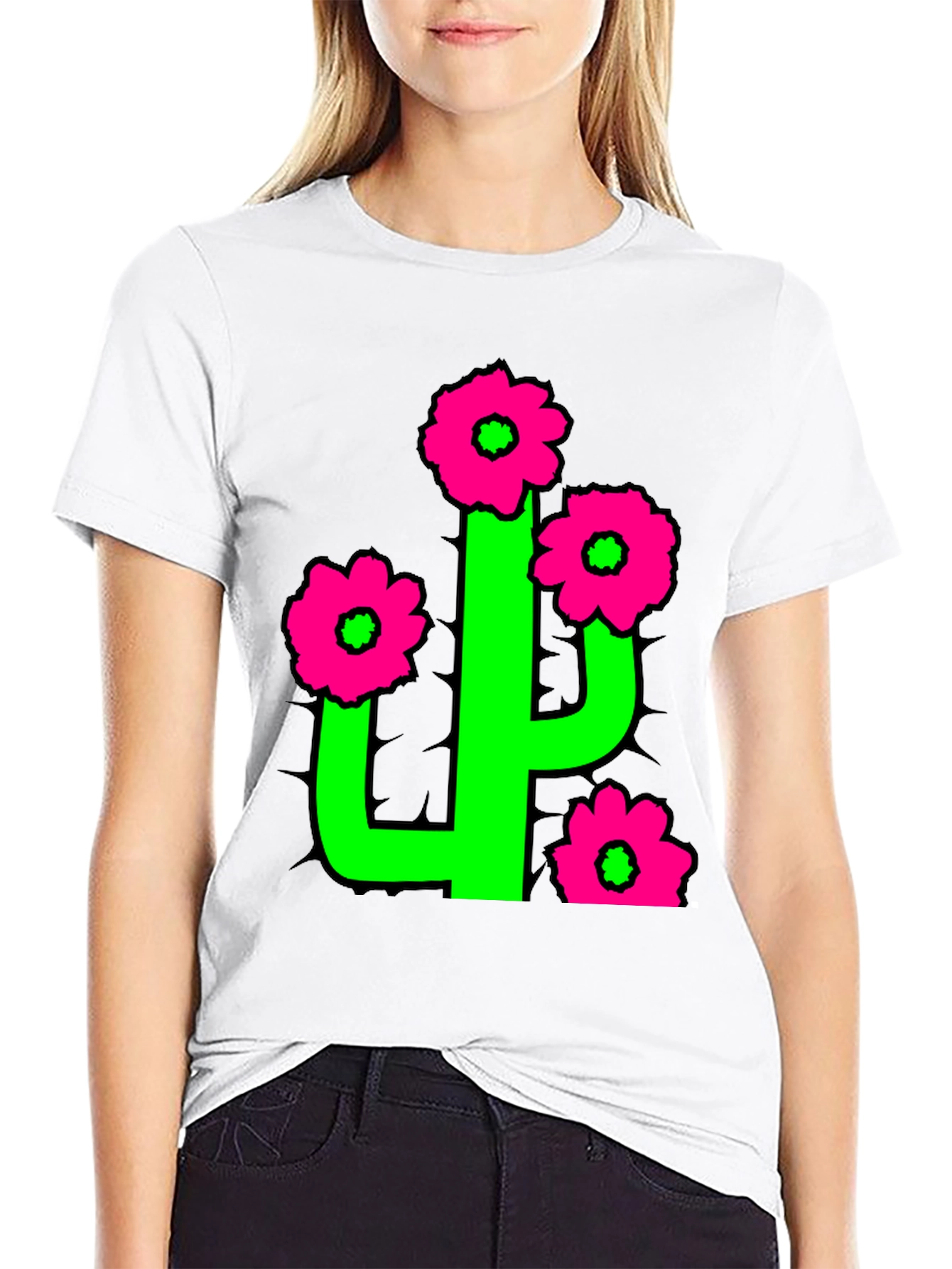Cactus Flower Graphic T-Shirt