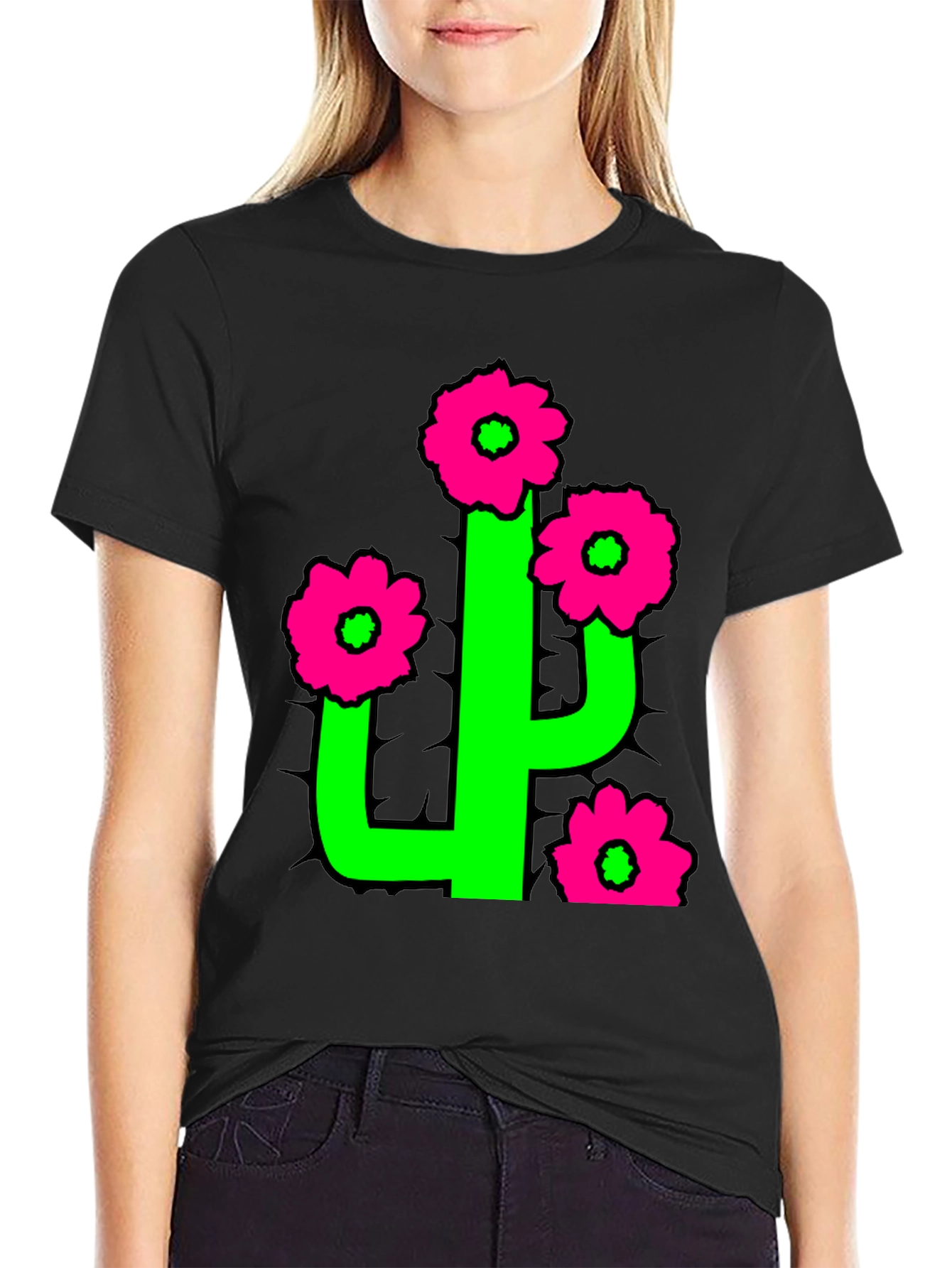 Cactus Flower Graphic T-Shirt