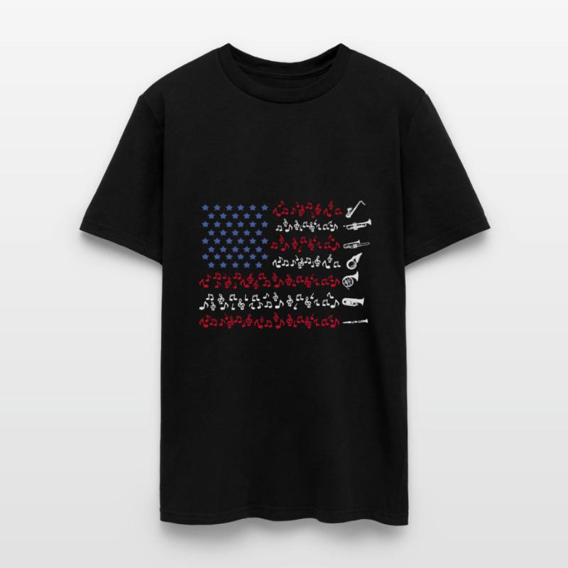 Wind Instruments USA Flag Music Saxophone Tuba