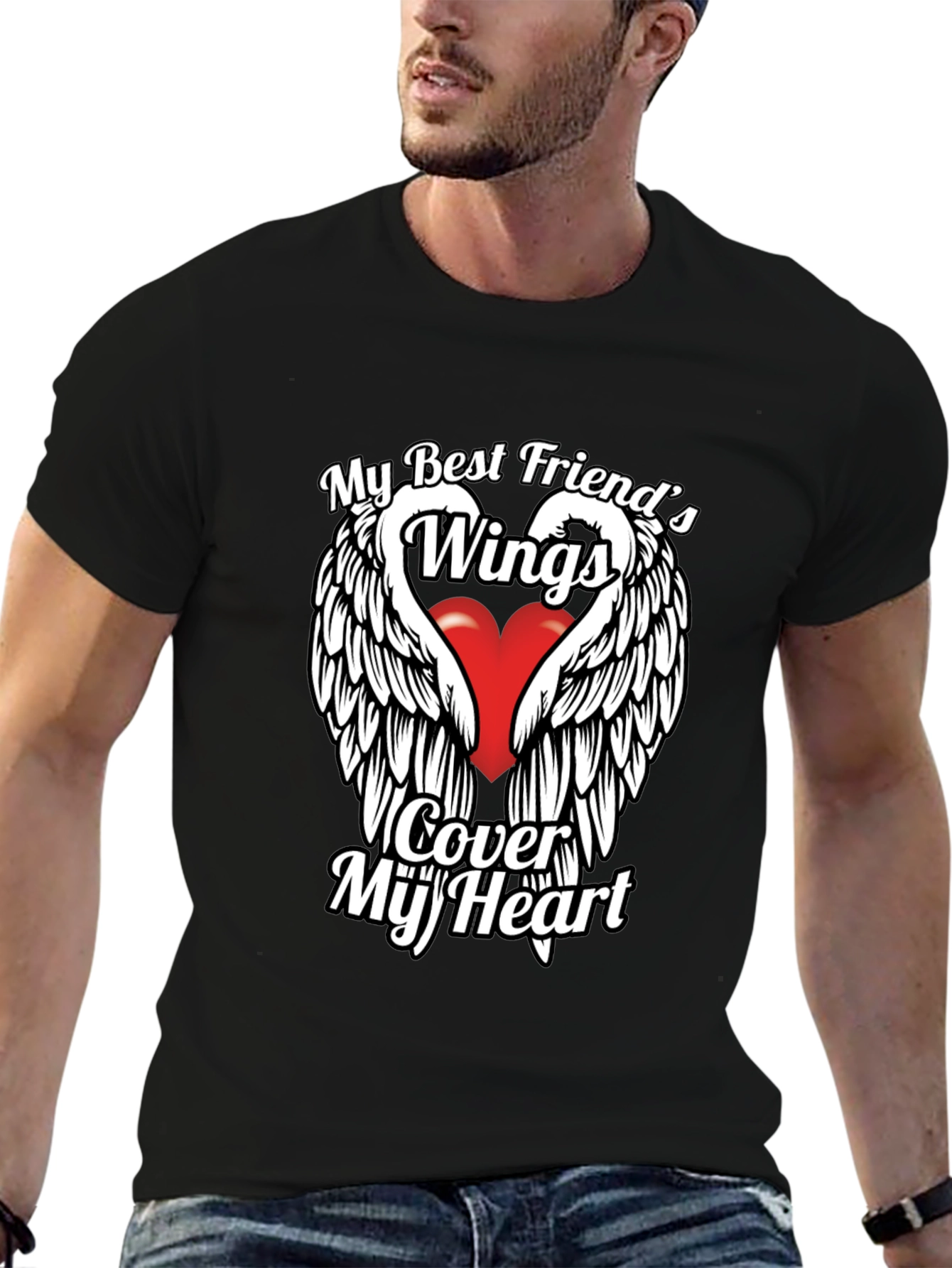 Wings Cover My Heart Graphic T-Shirt