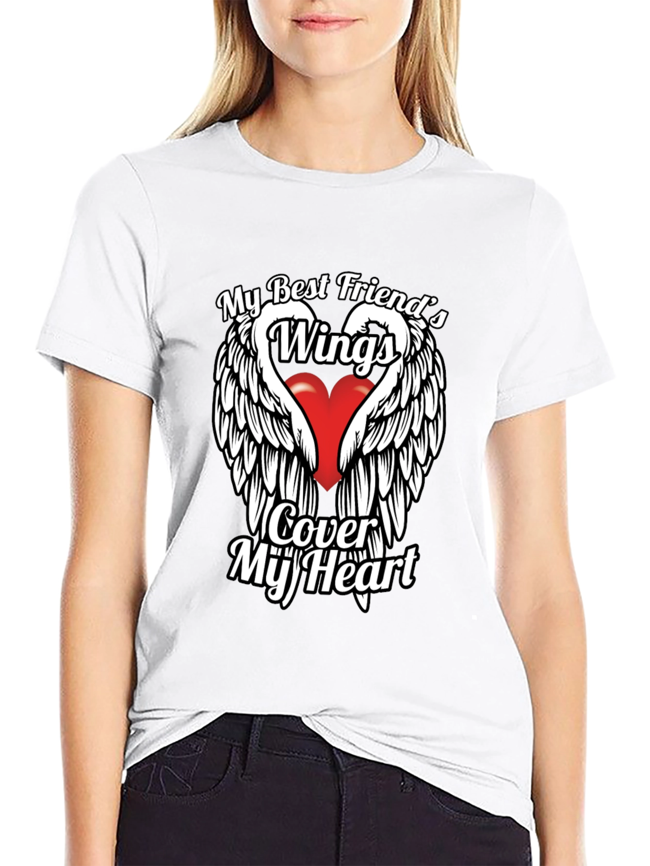 Wings Cover My Heart Graphic T-Shirt