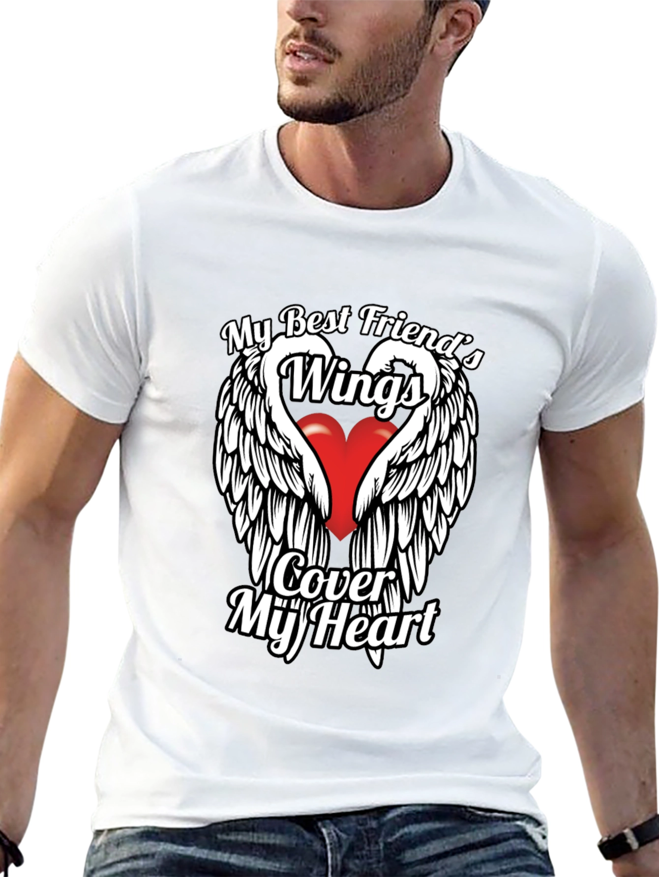 Wings Cover My Heart Graphic T-Shirt