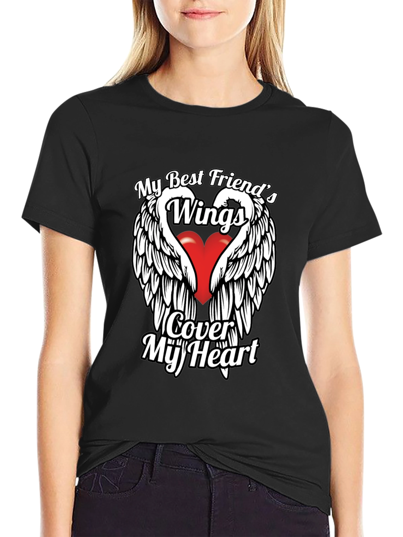 Wings Cover My Heart Graphic T-Shirt