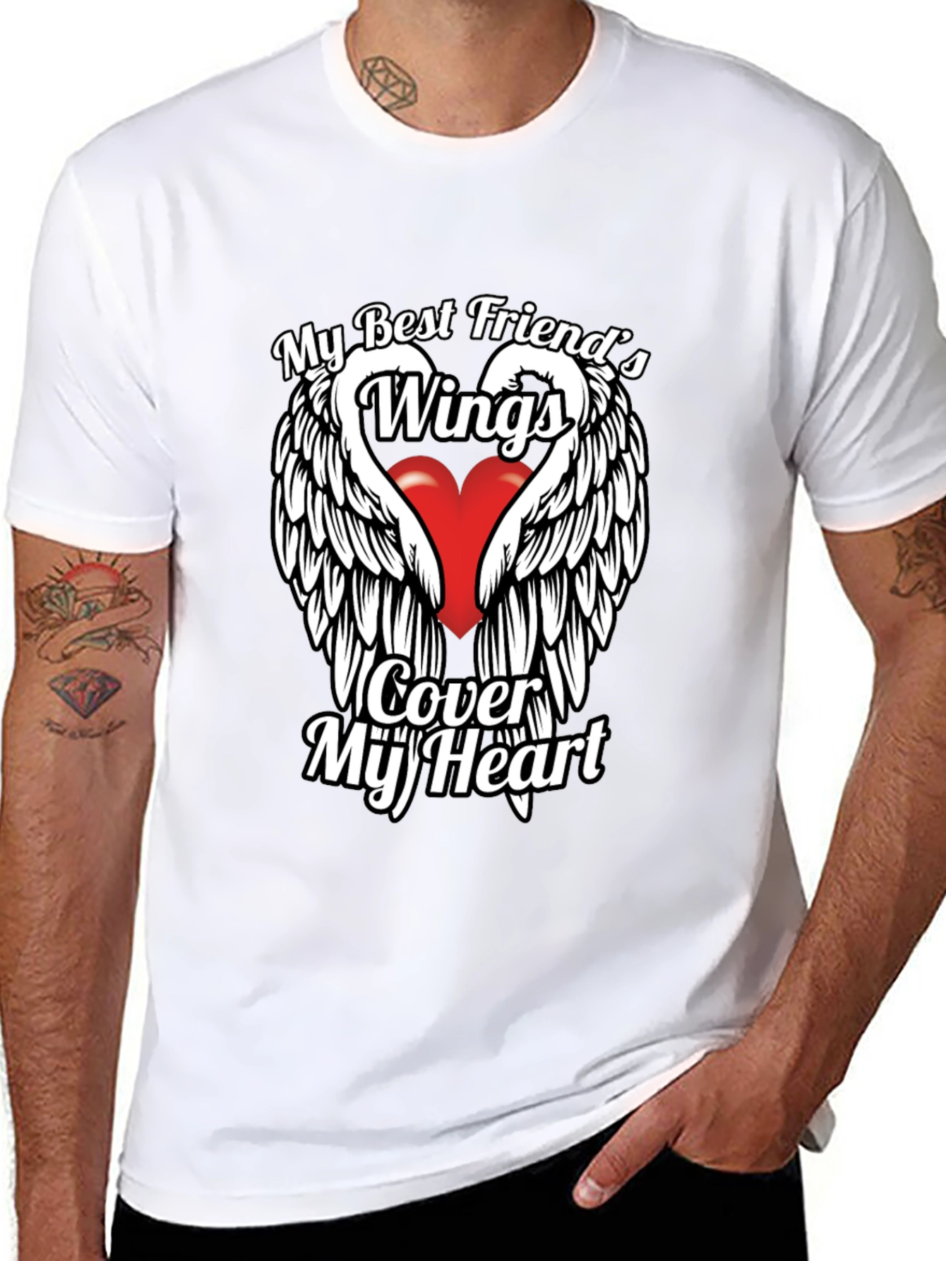 Wings Cover My Heart Graphic T-Shirt