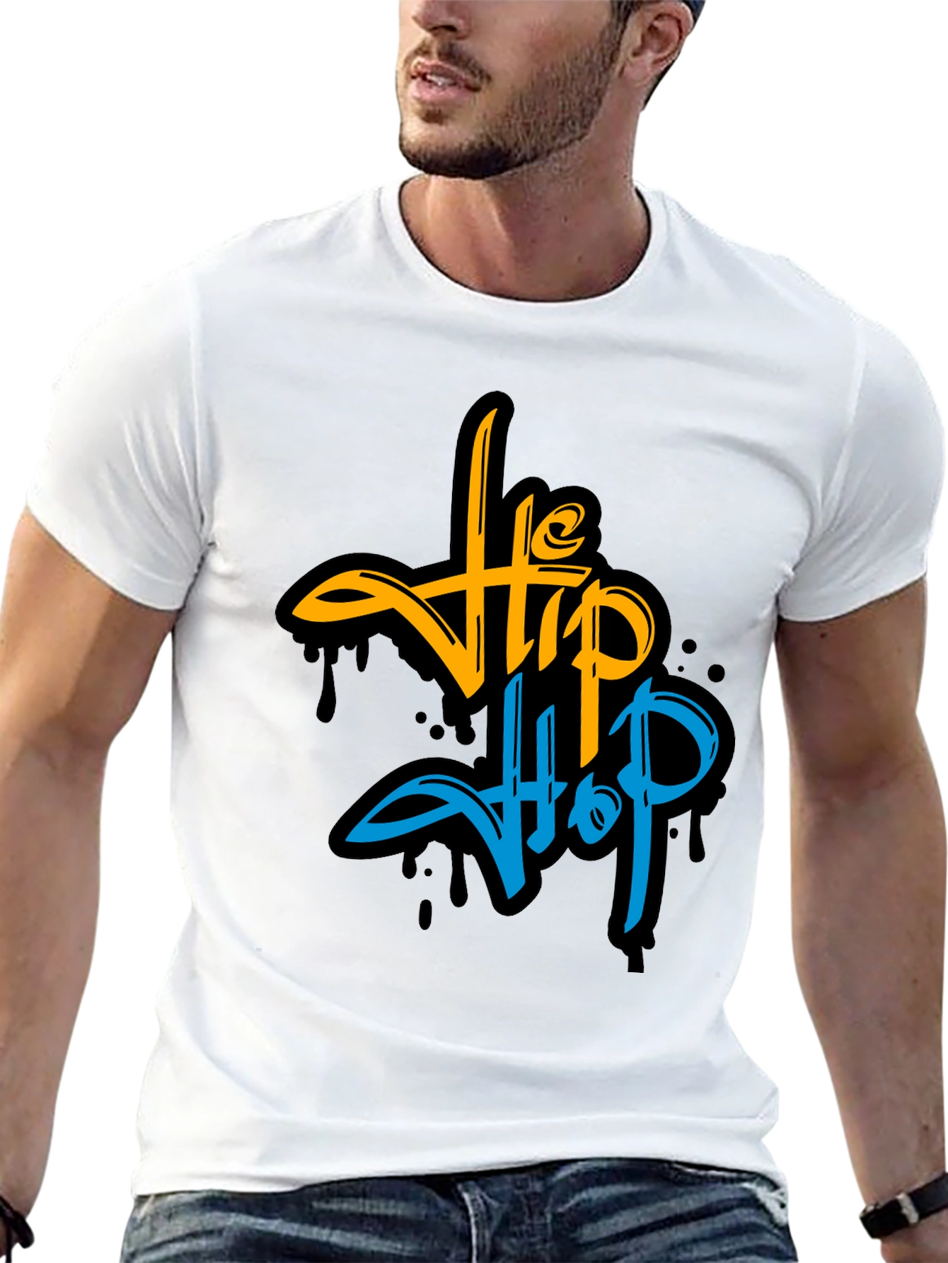 Hip Hop Graphic Print Black T-Shirt