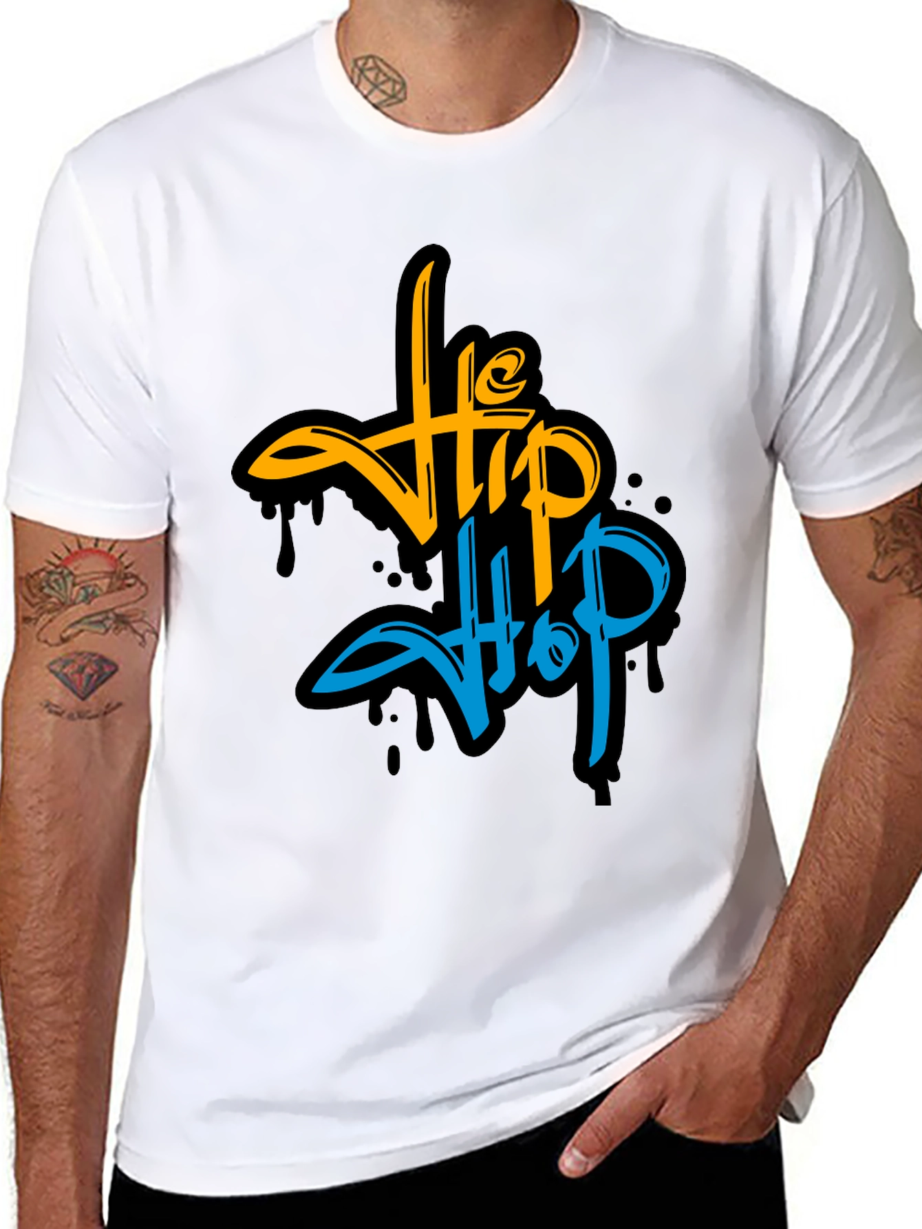 Hip Hop Graphic Print Black T-Shirt