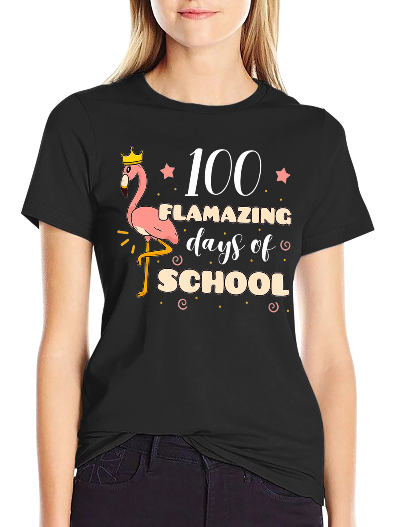 100 Days of School Flamingo T-Shirt