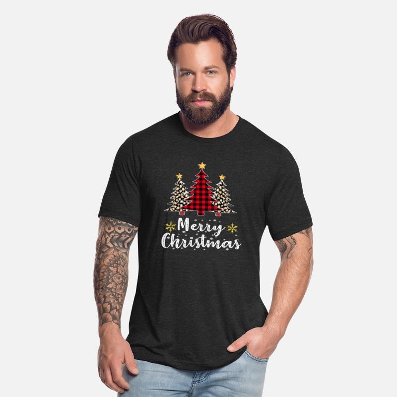 Women Leopard Plaid Christmas Tree Merry Christmas