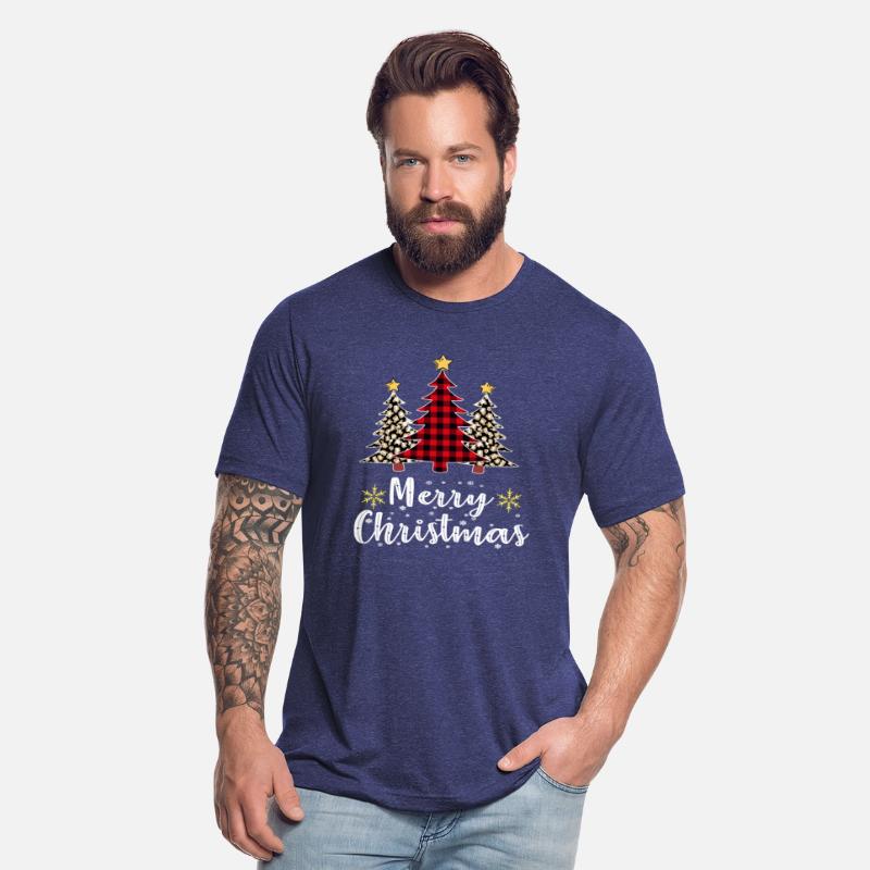 Women Leopard Plaid Christmas Tree Merry Christmas