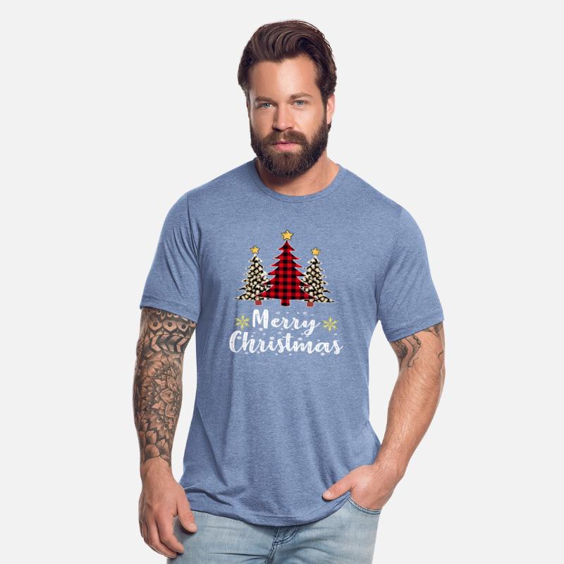 Women Leopard Plaid Christmas Tree Merry Christmas