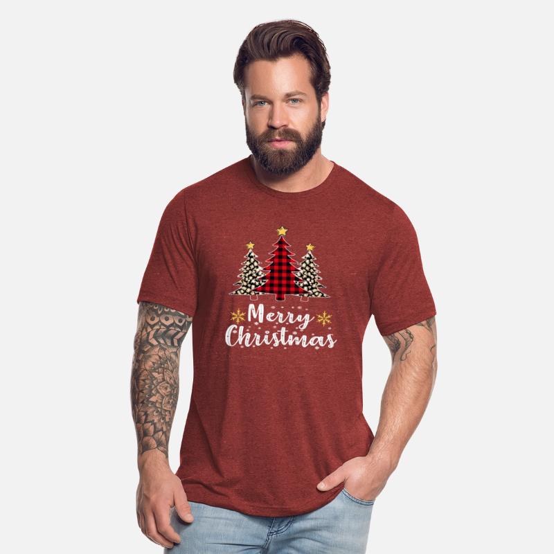 Women Leopard Plaid Christmas Tree Merry Christmas