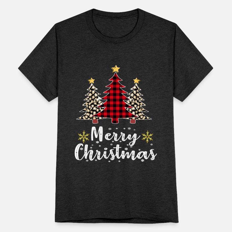 Women Leopard Plaid Christmas Tree Merry Christmas