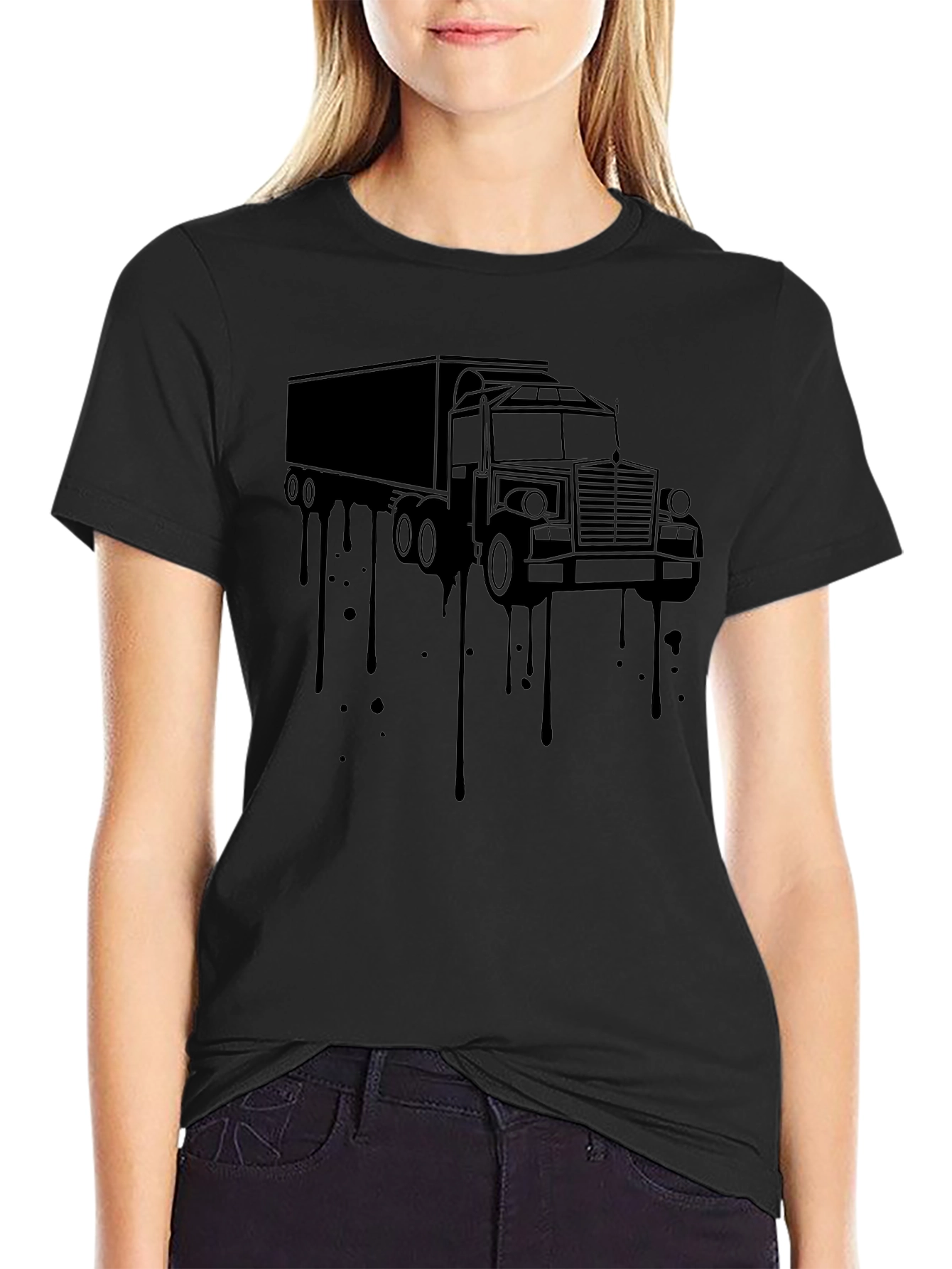 Truck Drip Graphic Tee - Black Cotton