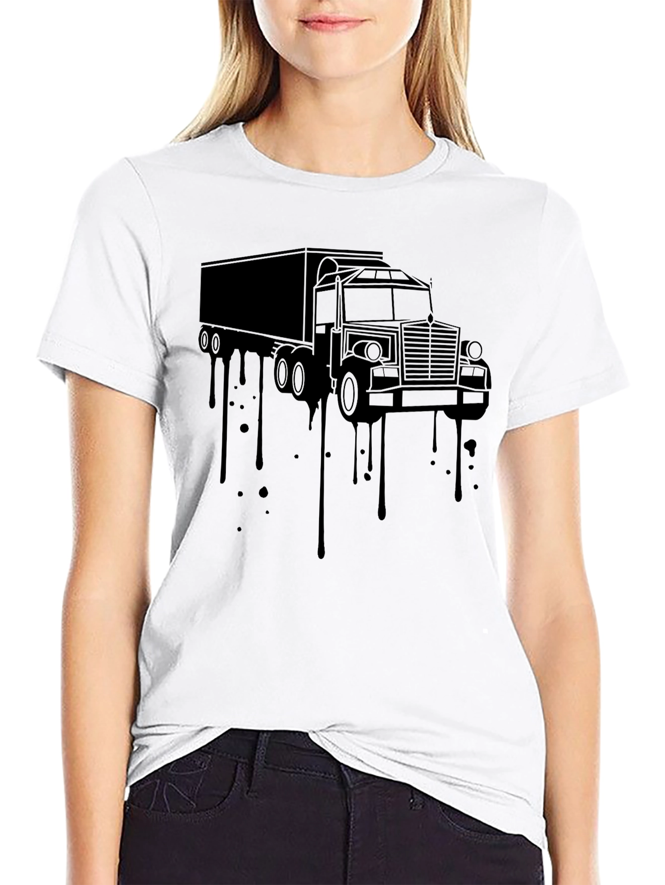 Truck Drip Graphic Tee - Black Cotton