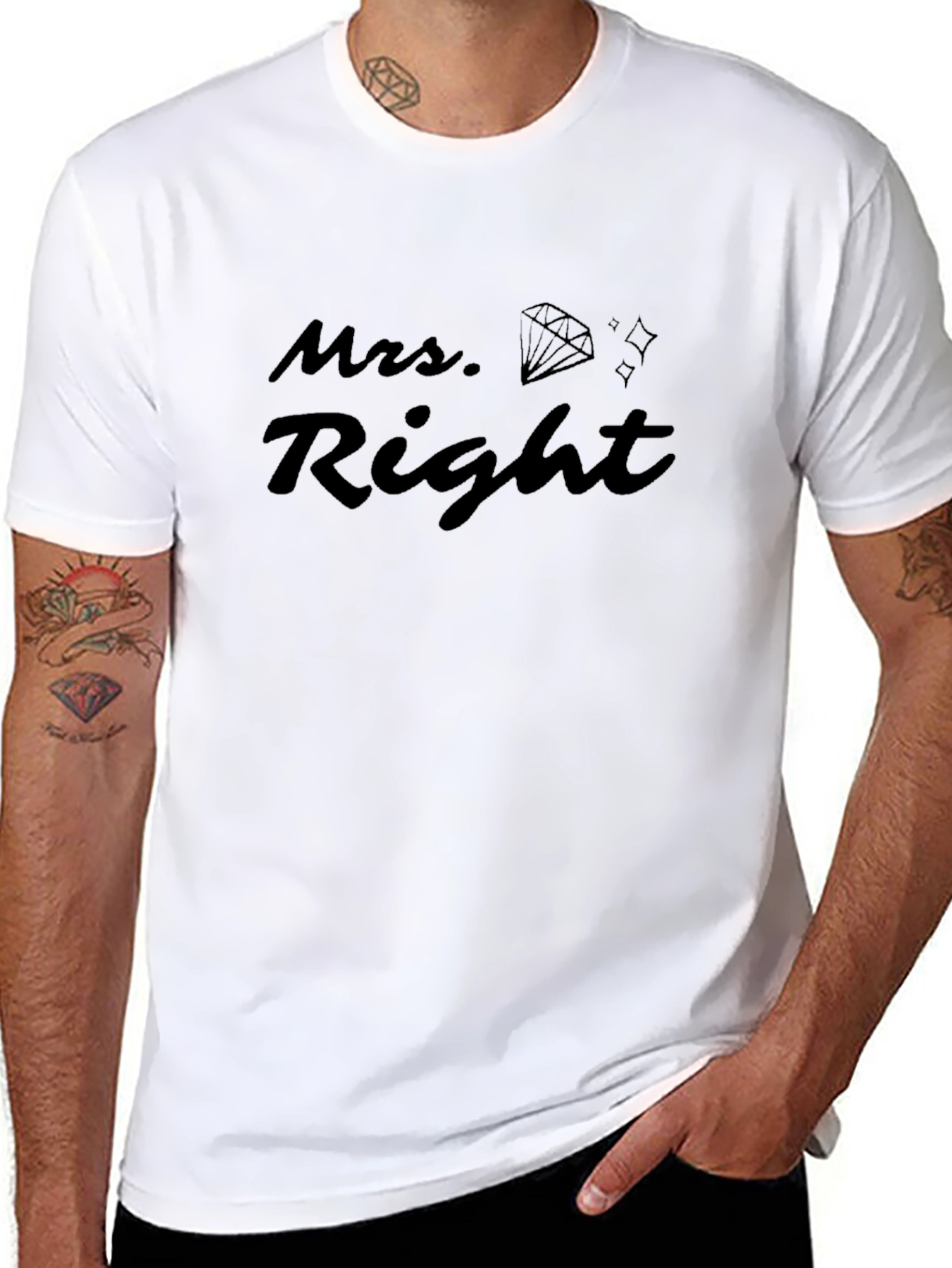 Mrs. Right Black Crew Neck T-Shirt