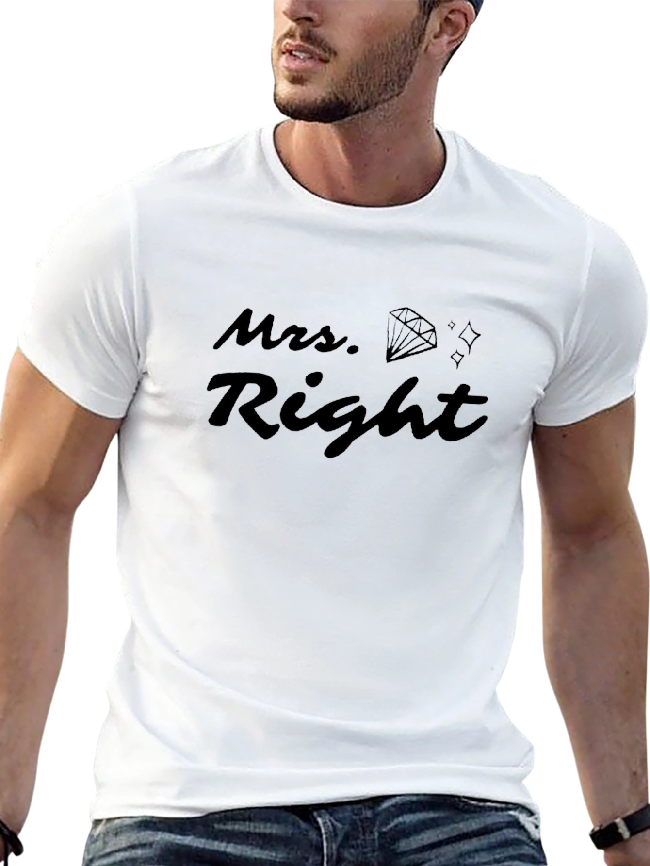 Mrs. Right Black Crew Neck T-Shirt