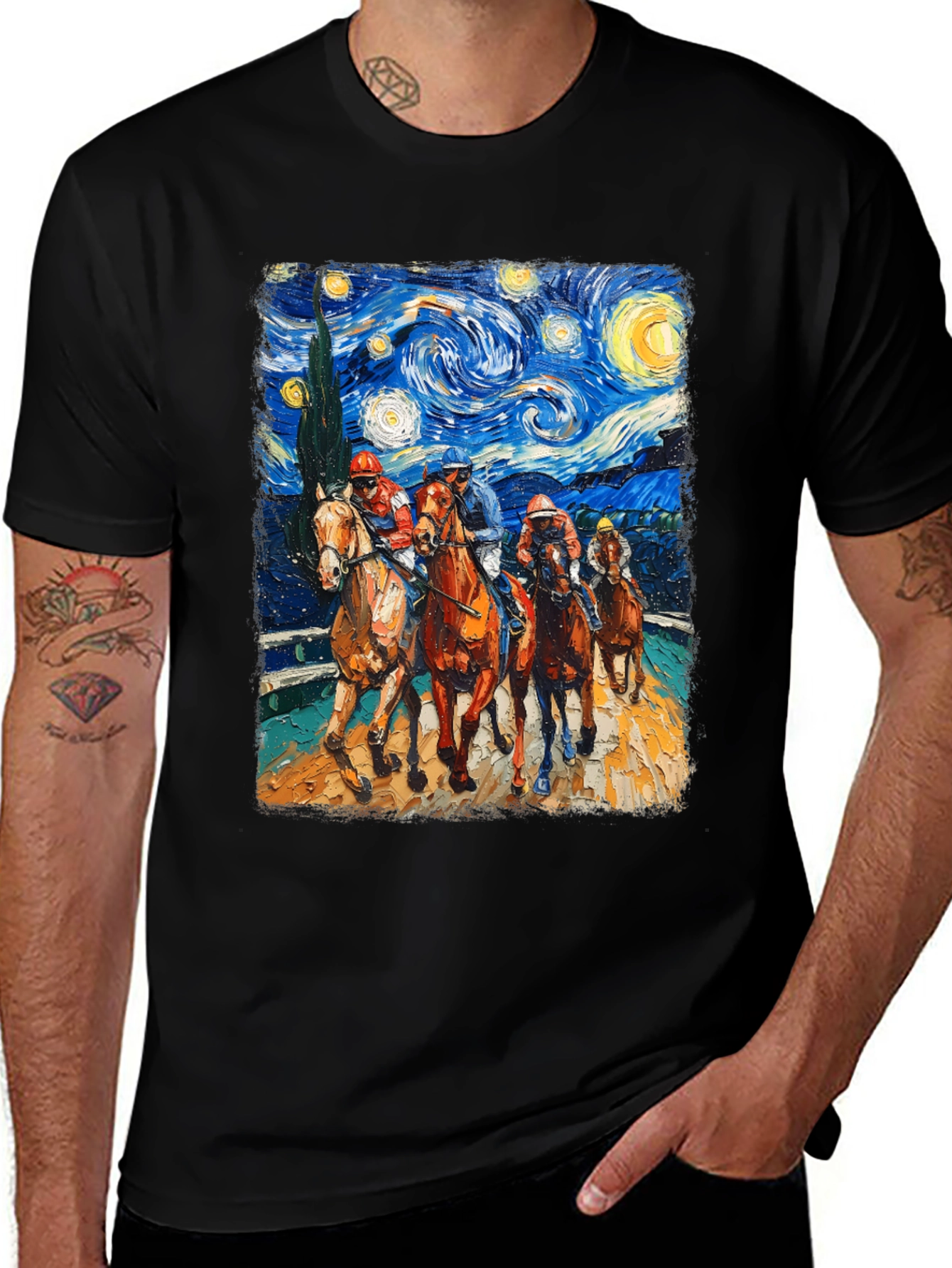 Starry Night Horse Racing T-Shirt
