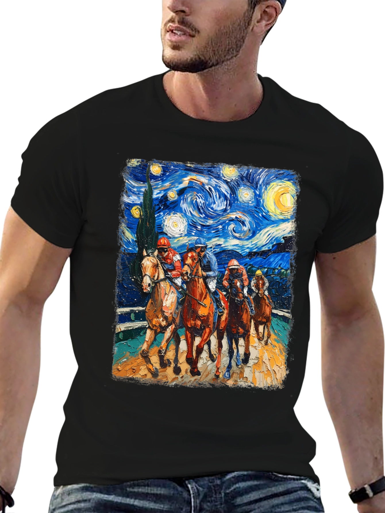 Starry Night Horse Racing T-Shirt