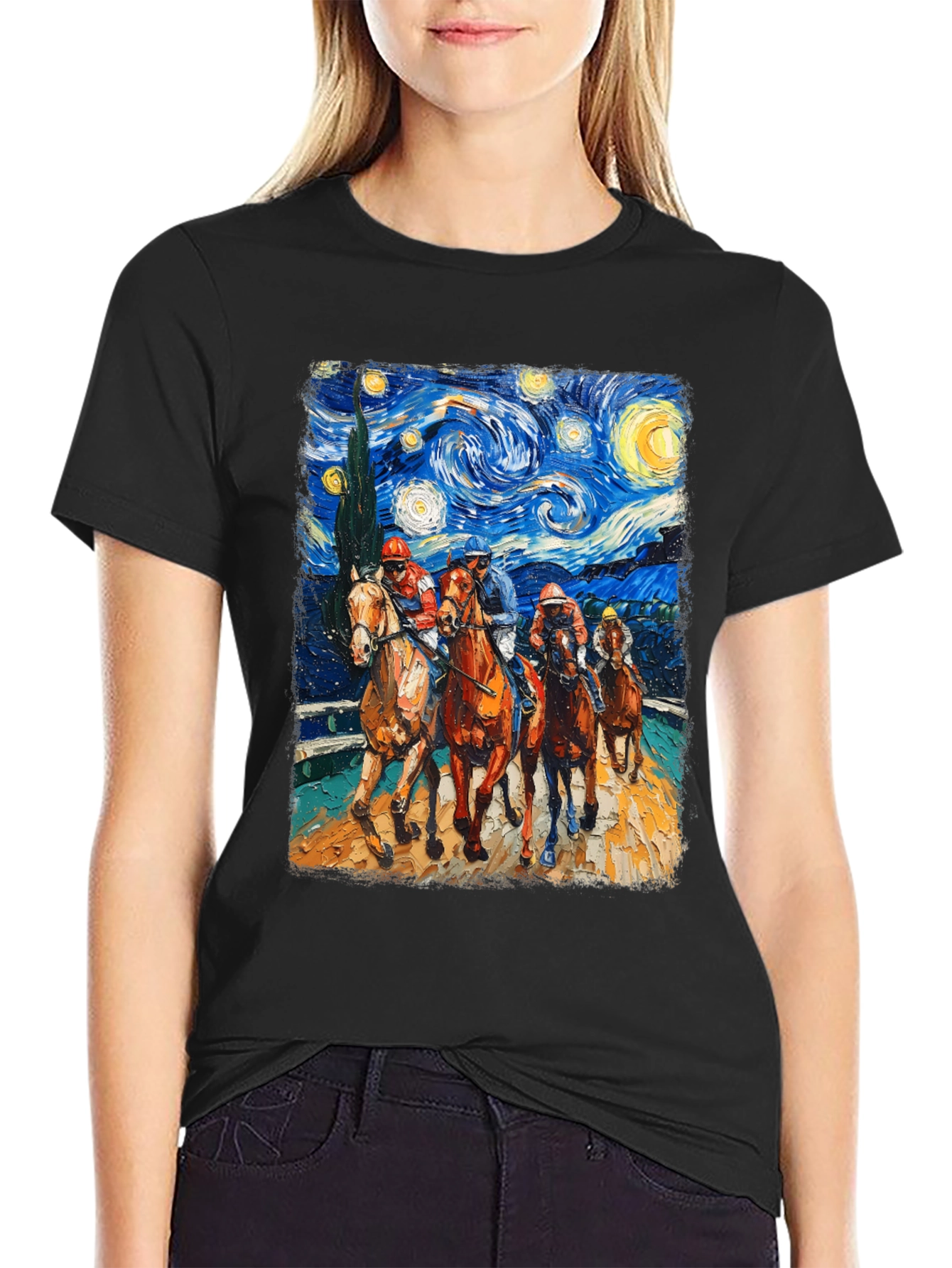 Starry Night Horse Racing T-Shirt