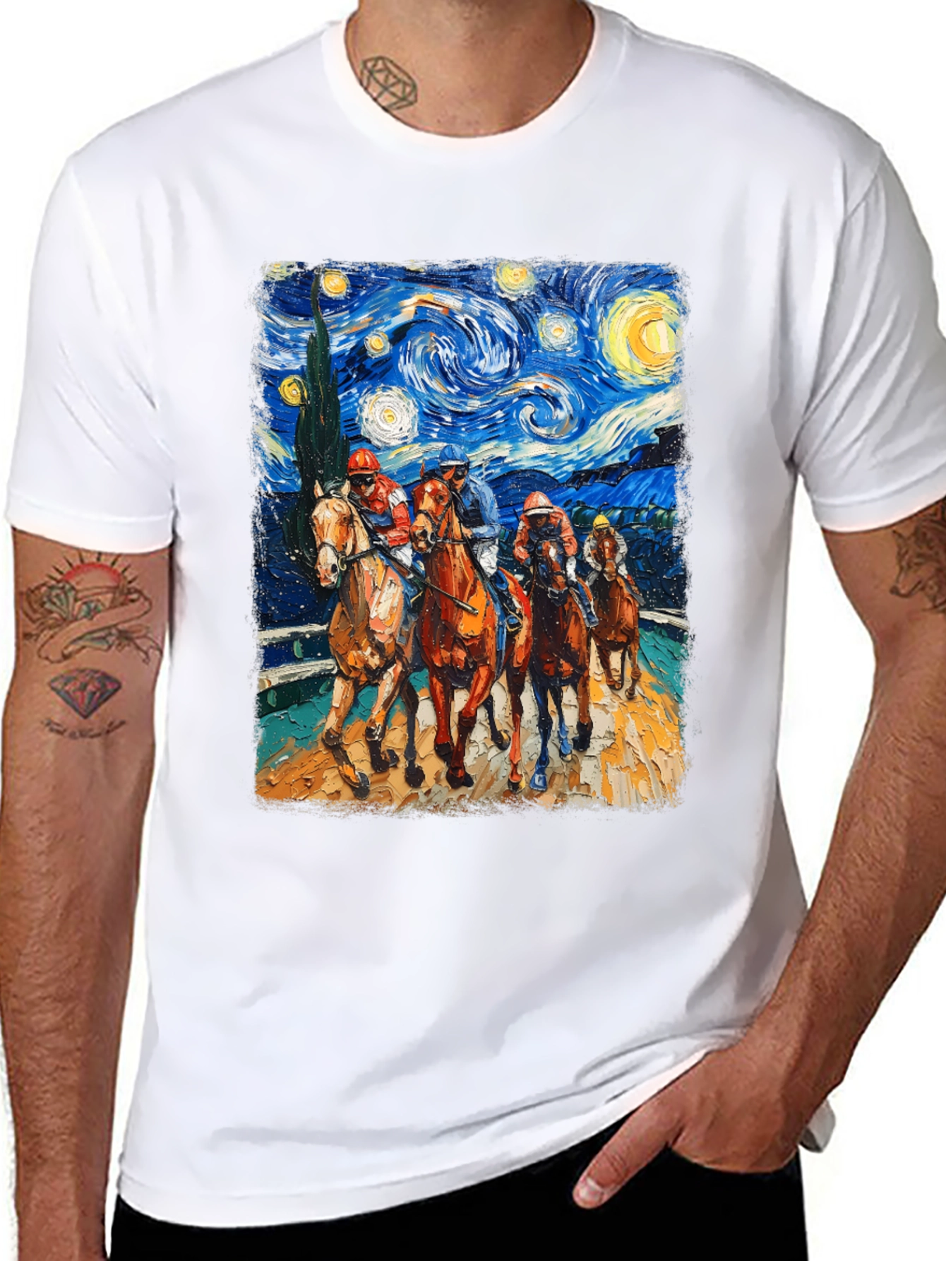 Starry Night Horse Racing T-Shirt