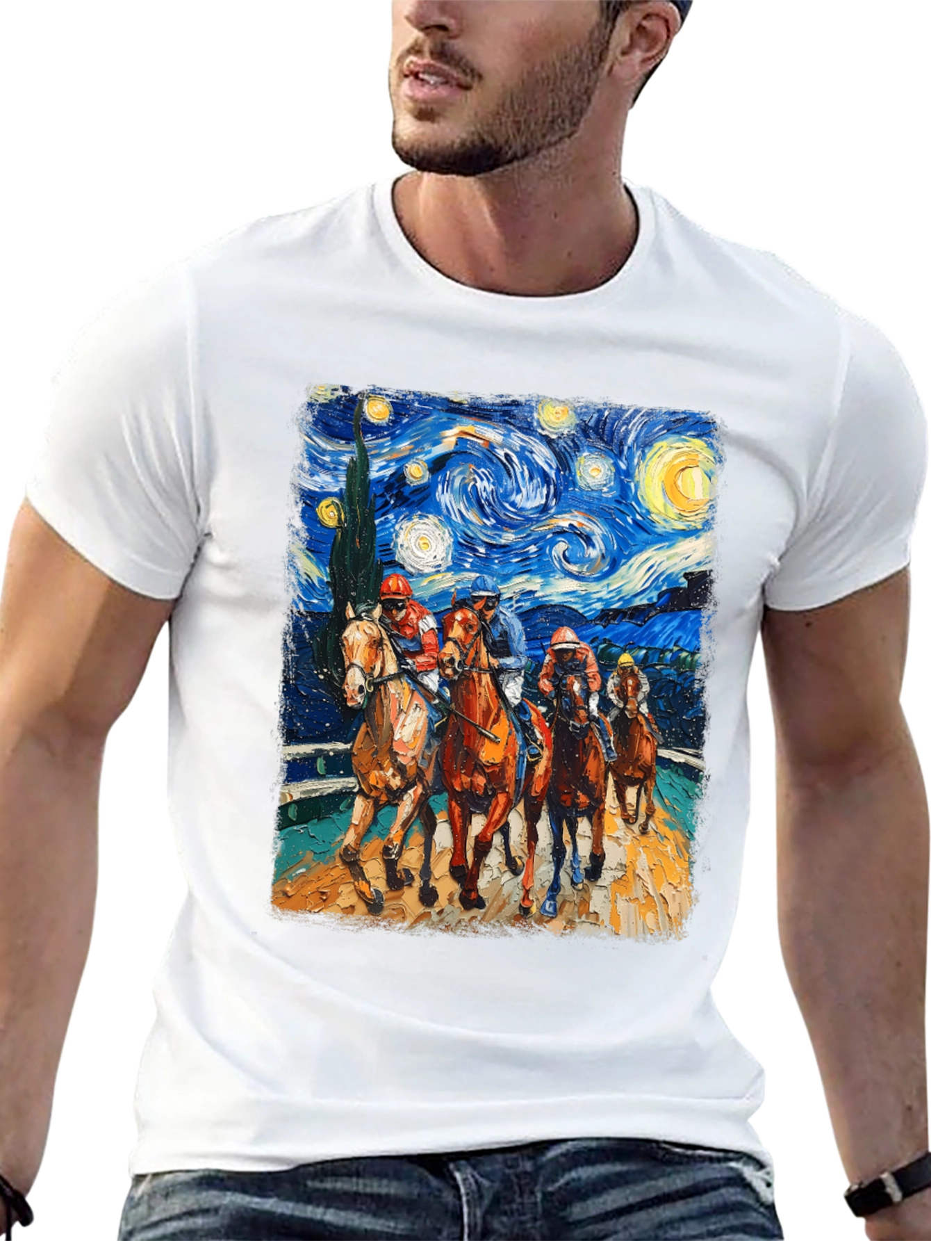 Starry Night Horse Racing T-Shirt