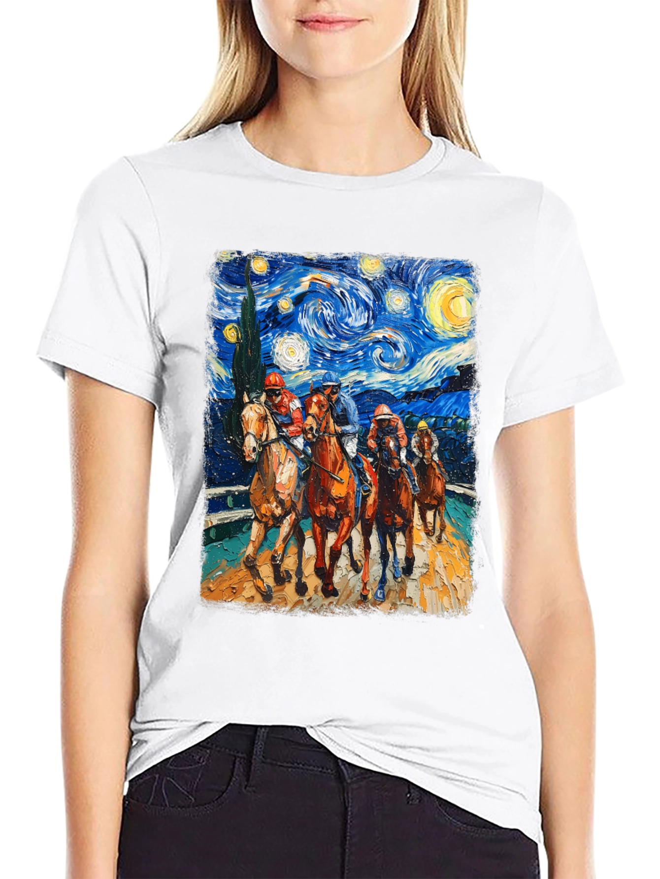Starry Night Horse Racing T-Shirt