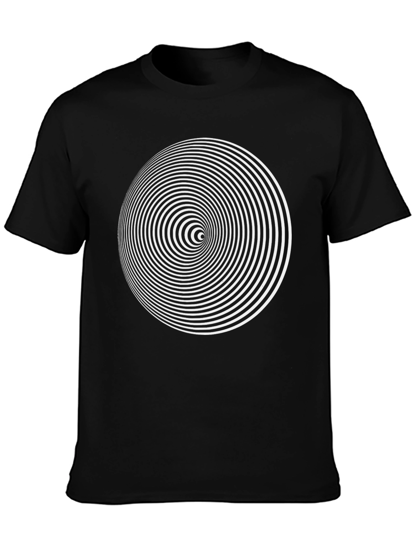 Hypnotic Spiral Graphic Print Black T-Shirt