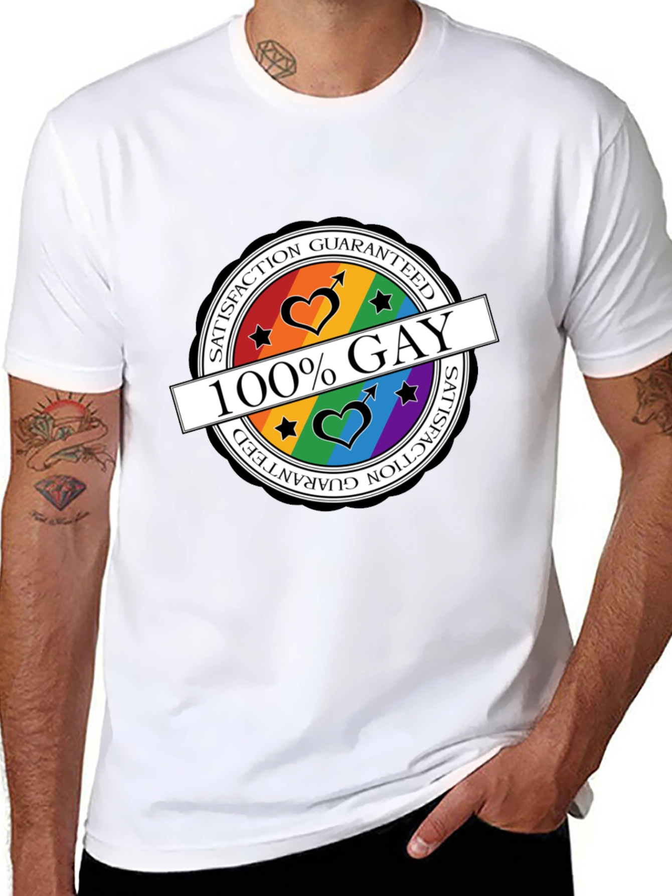 100% Gay Pride T-Shirt - Satisfaction Guaranteed