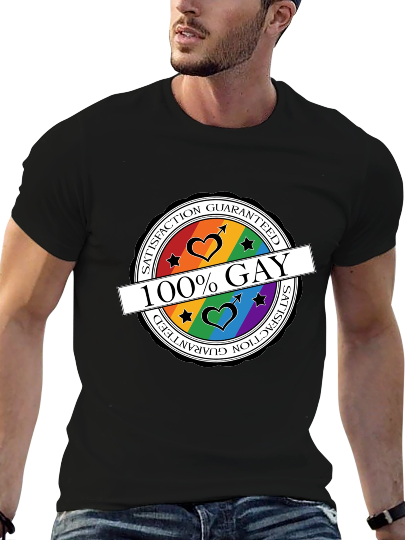 100% Gay Pride T-Shirt - Satisfaction Guaranteed