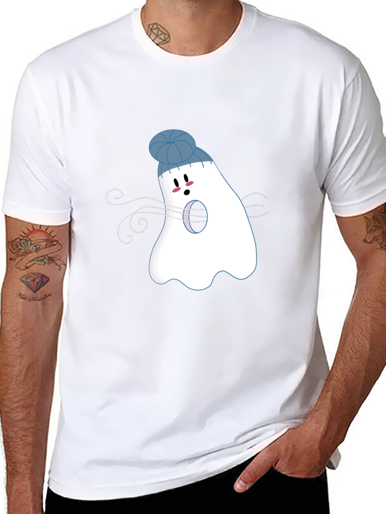 Ghost with Beanie T-Shirt: Spooky Season