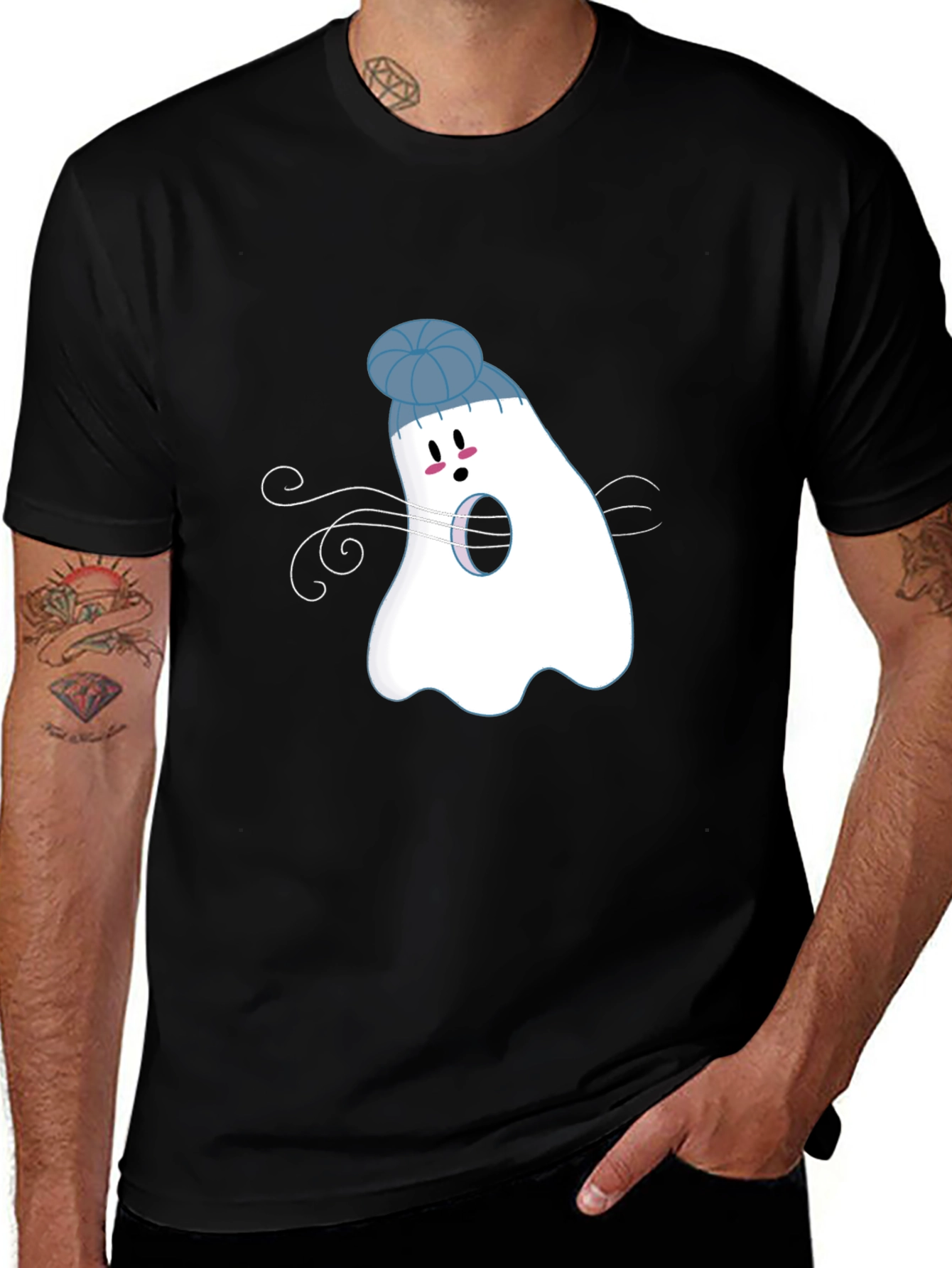 Ghost with Beanie T-Shirt: Spooky Season