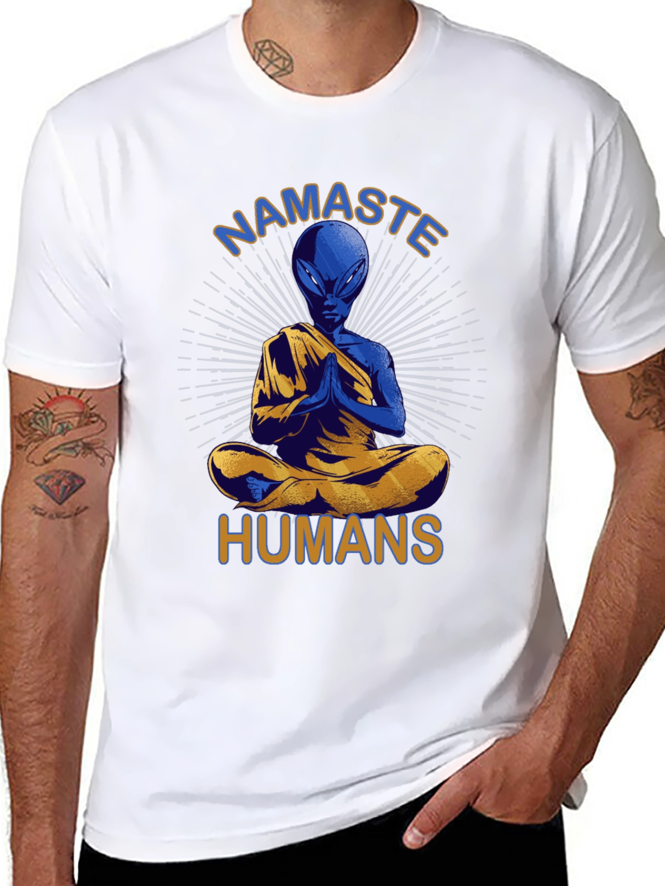 Namaste Alien T-Shirt - Meditating Extraterrestrial Tee