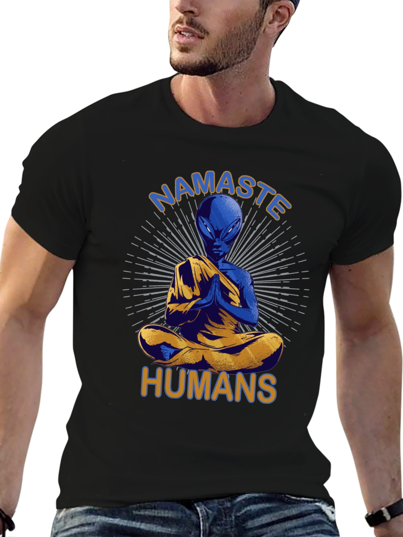 Namaste Alien T-Shirt - Meditating Extraterrestrial Tee