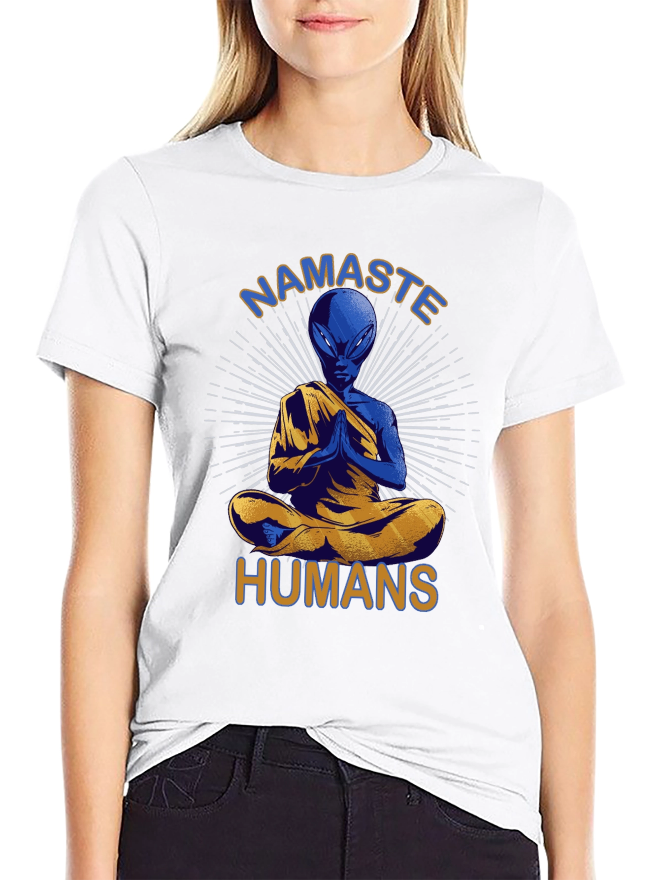 Namaste Alien T-Shirt - Meditating Extraterrestrial Tee